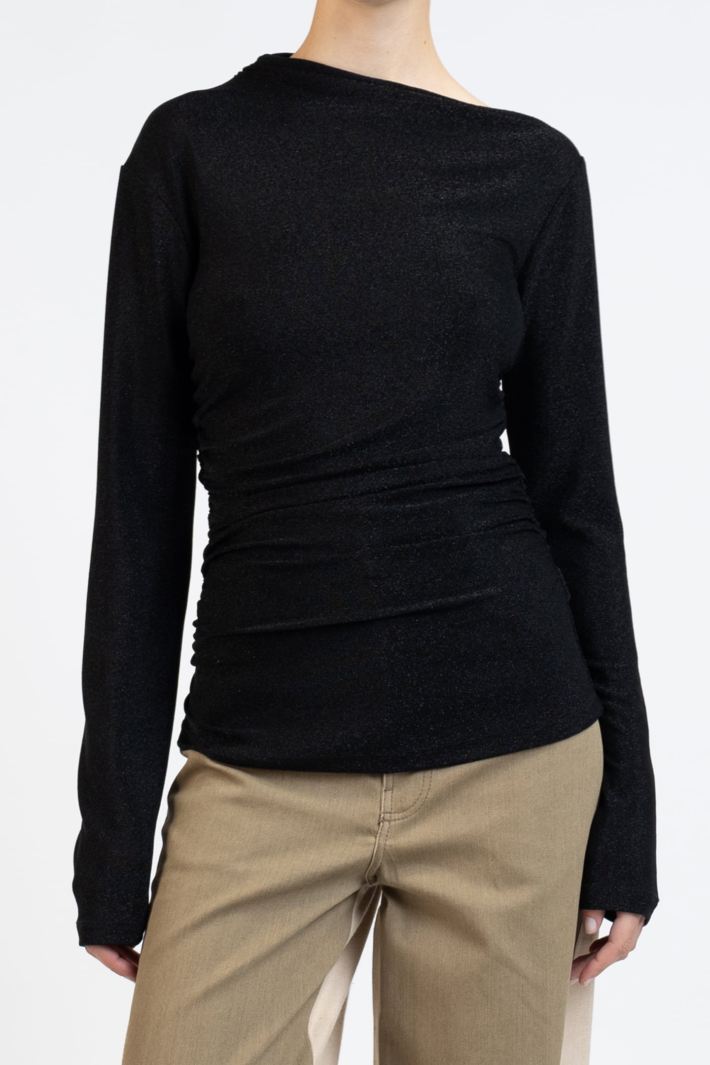 DRAPED JERSEY TOP SPARKLING BLACK 1