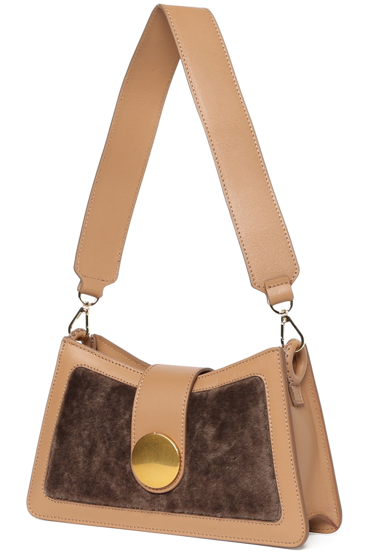 BUCKLE SHOULDER BAG SHEARLING TAUPE/CAMEL 2