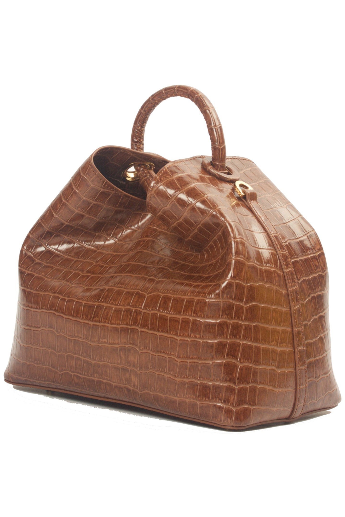 RAISIN CROCO-PRINT EMBOSSED LEATHER COGNAC 3