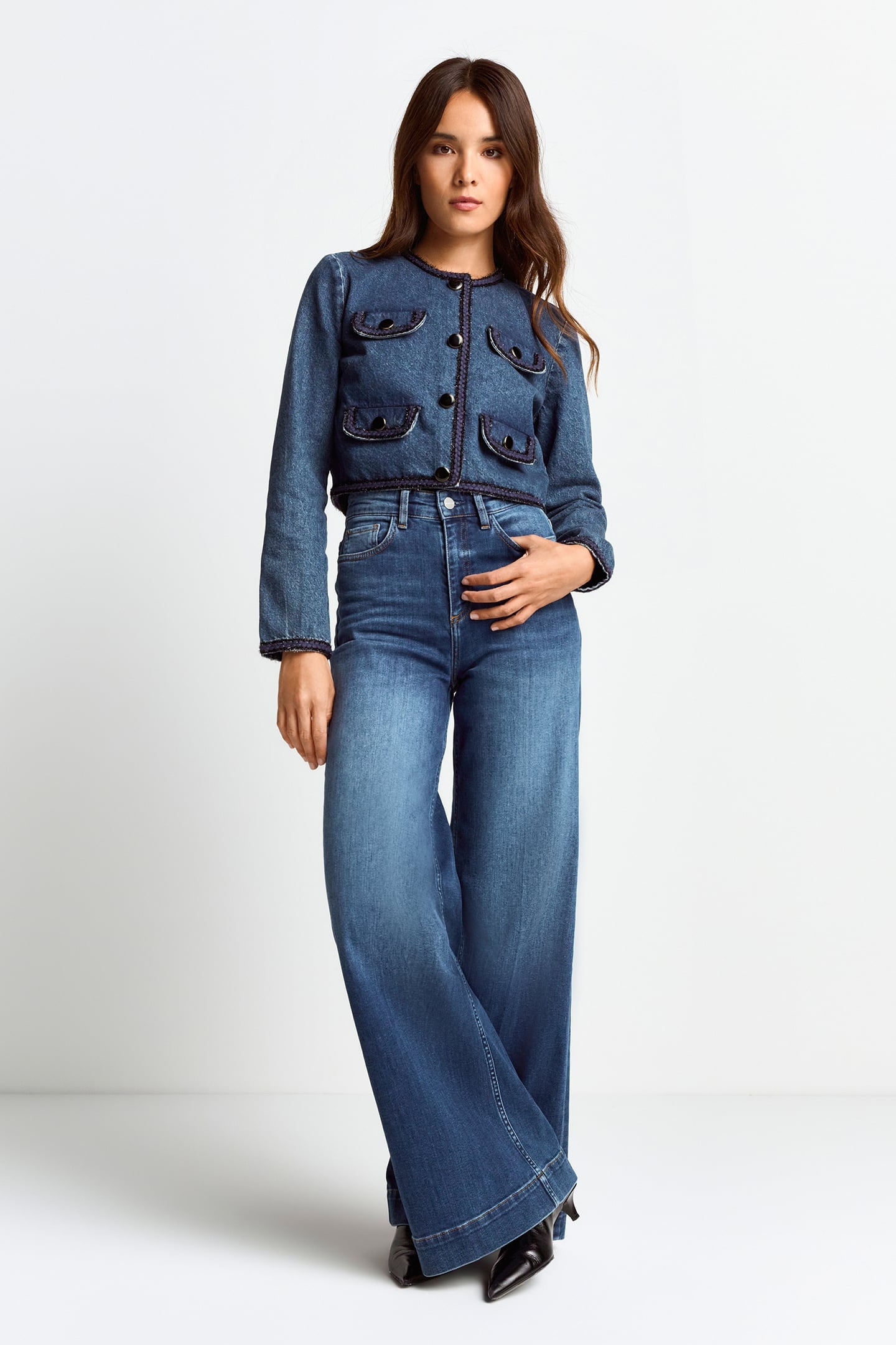 BOXY DENIM JACKET WITH TAPES DENIM BLUE 1