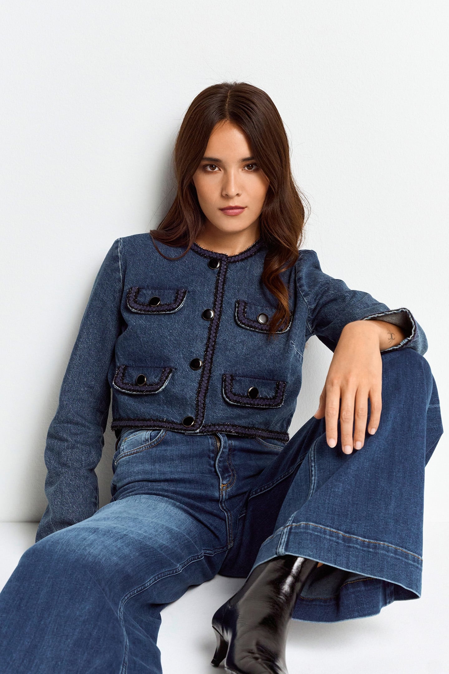 BOXY DENIM JACKET WITH TAPES DENIM BLUE 4