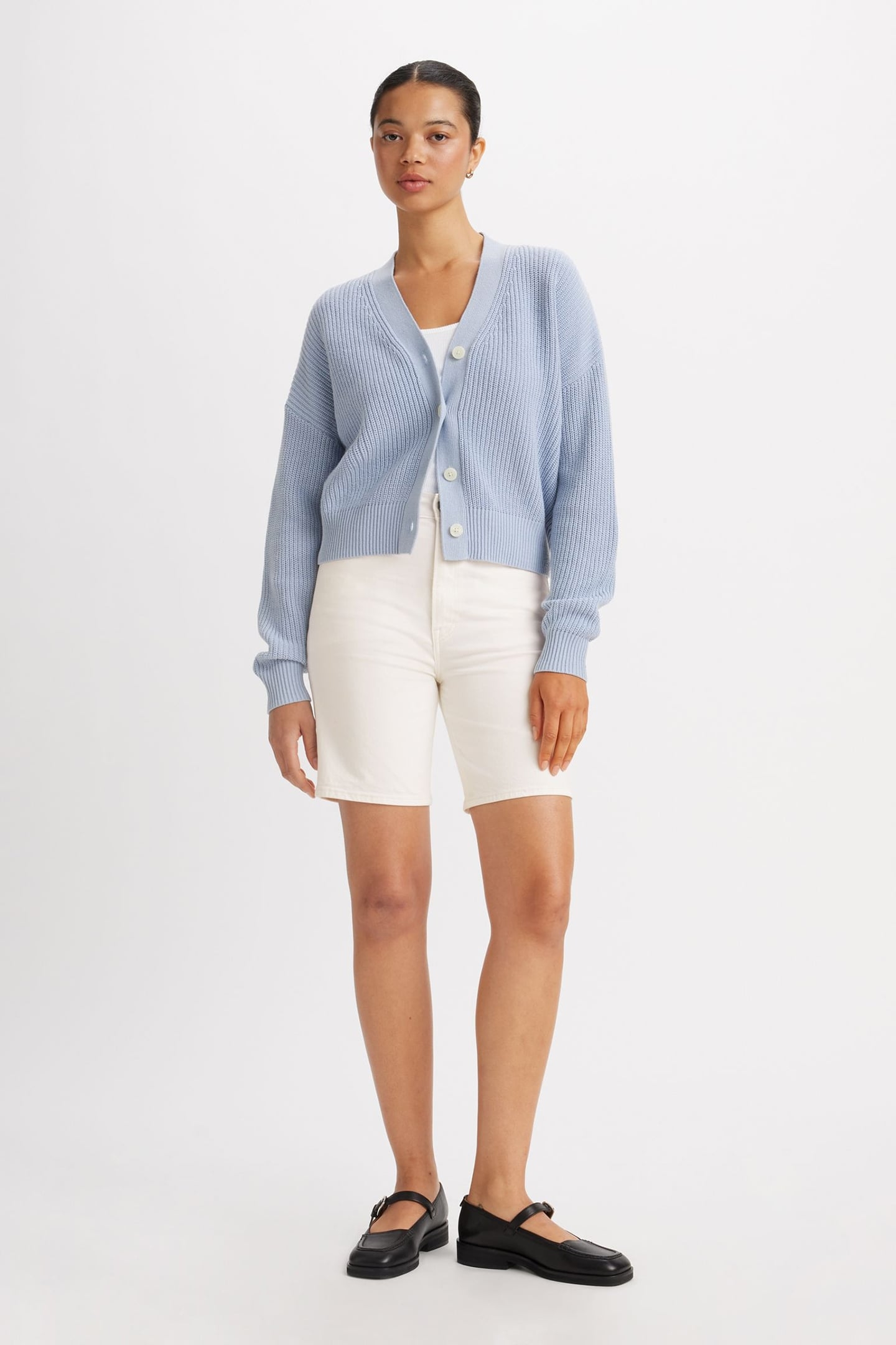 RIBCAGE BERMUDA SHORTS WHITE 2