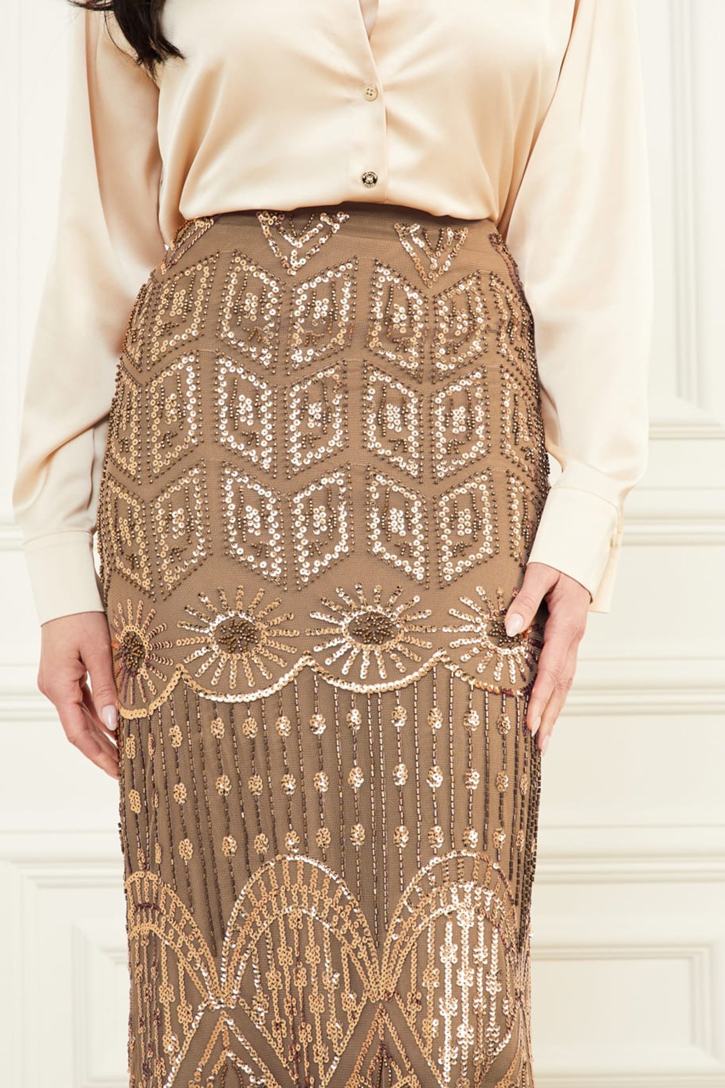 CRYSTALS EMBROIDERED BRONZE GOLD CRYSTAL 6