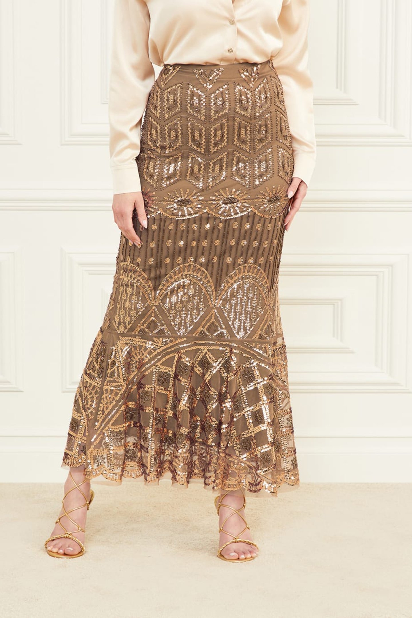 CRYSTALS EMBROIDERED BRONZE GOLD CRYSTAL 1