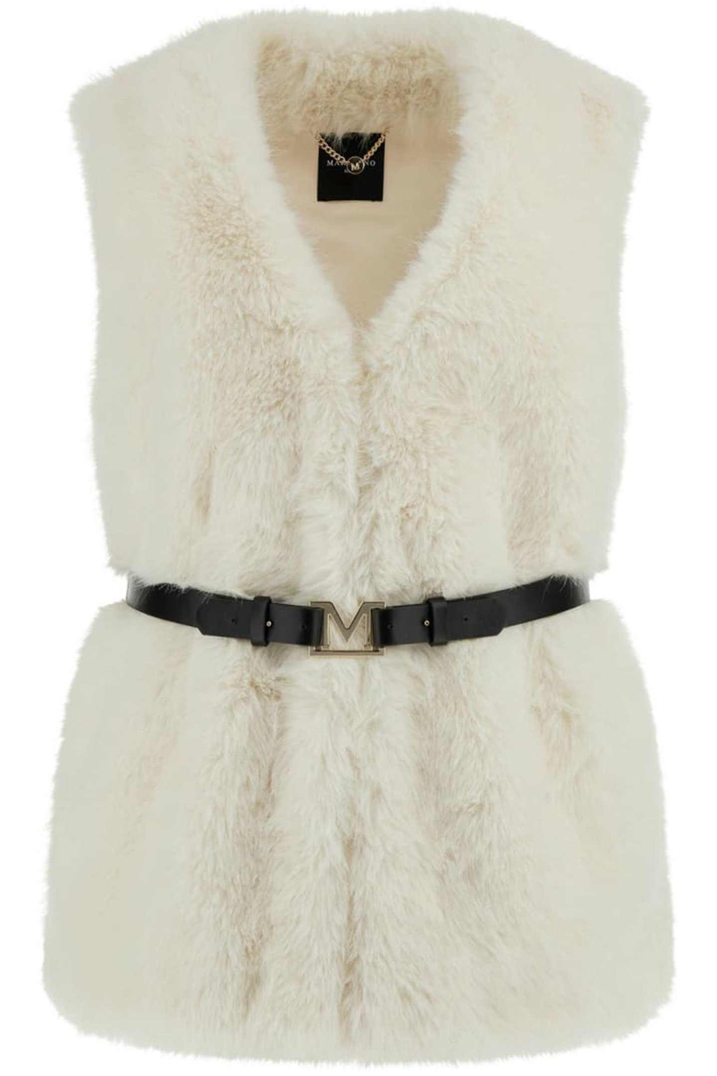 CHLOE FUR VEST PALE PEARL MULTI 1