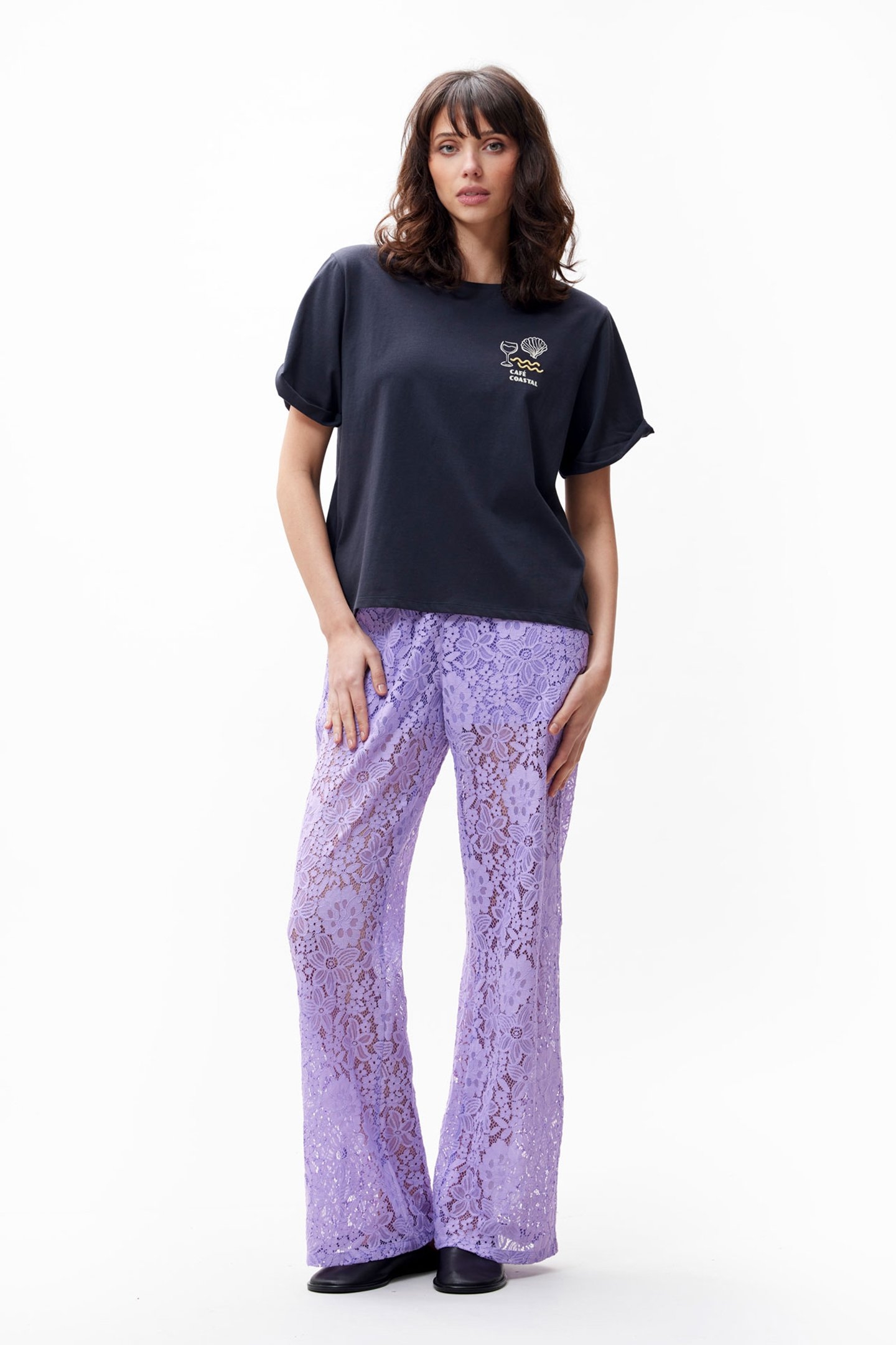 GRAPHIC ROLL UP SLEEVE TSHIRT DARK GREY 1