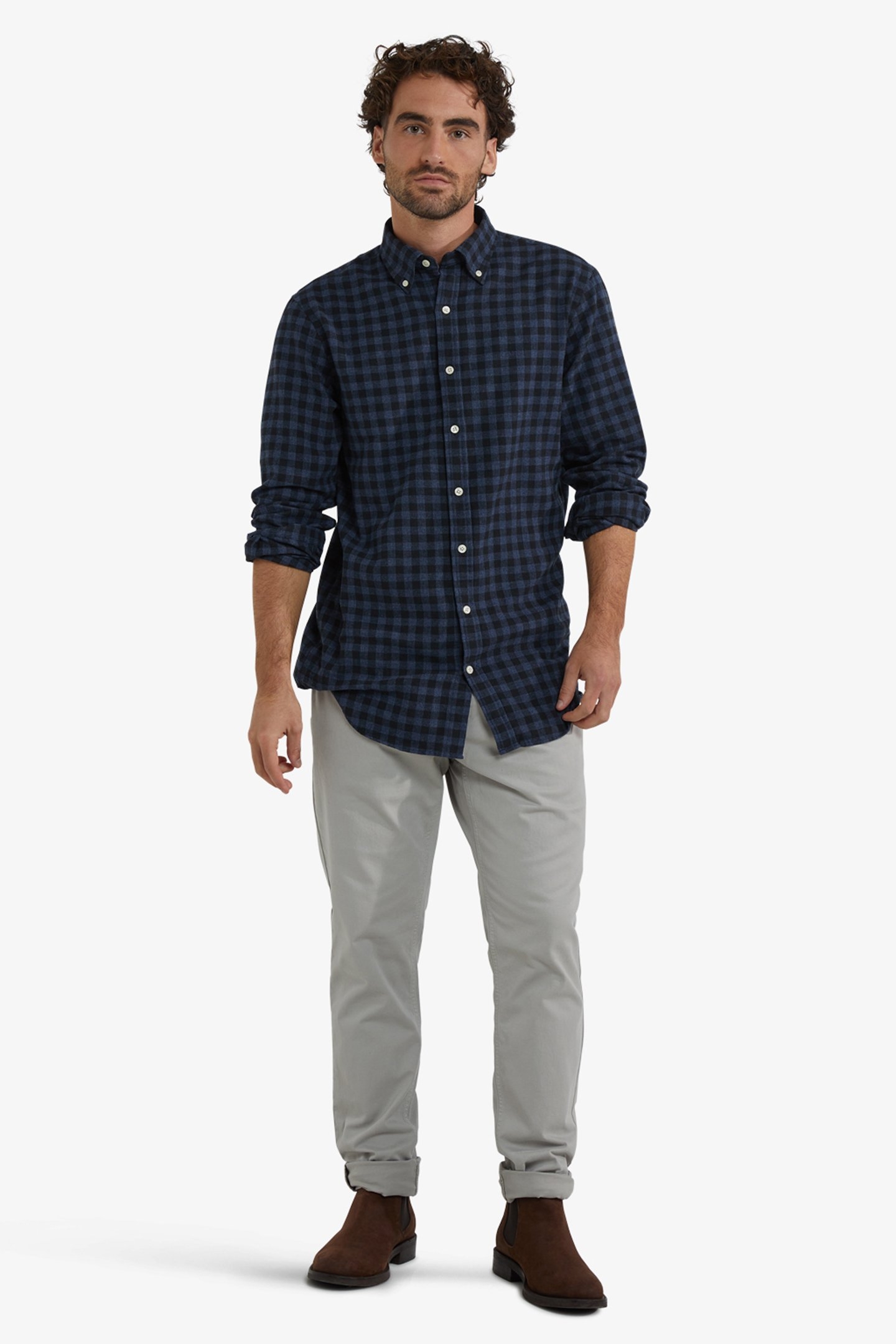 FLANNEL BLUE CHECK SHIRT NAVY 2