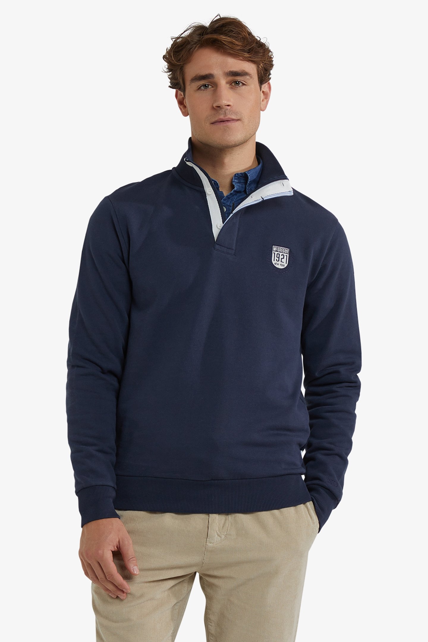 ZIP MOCK SWEATSHIRT NAVY 1