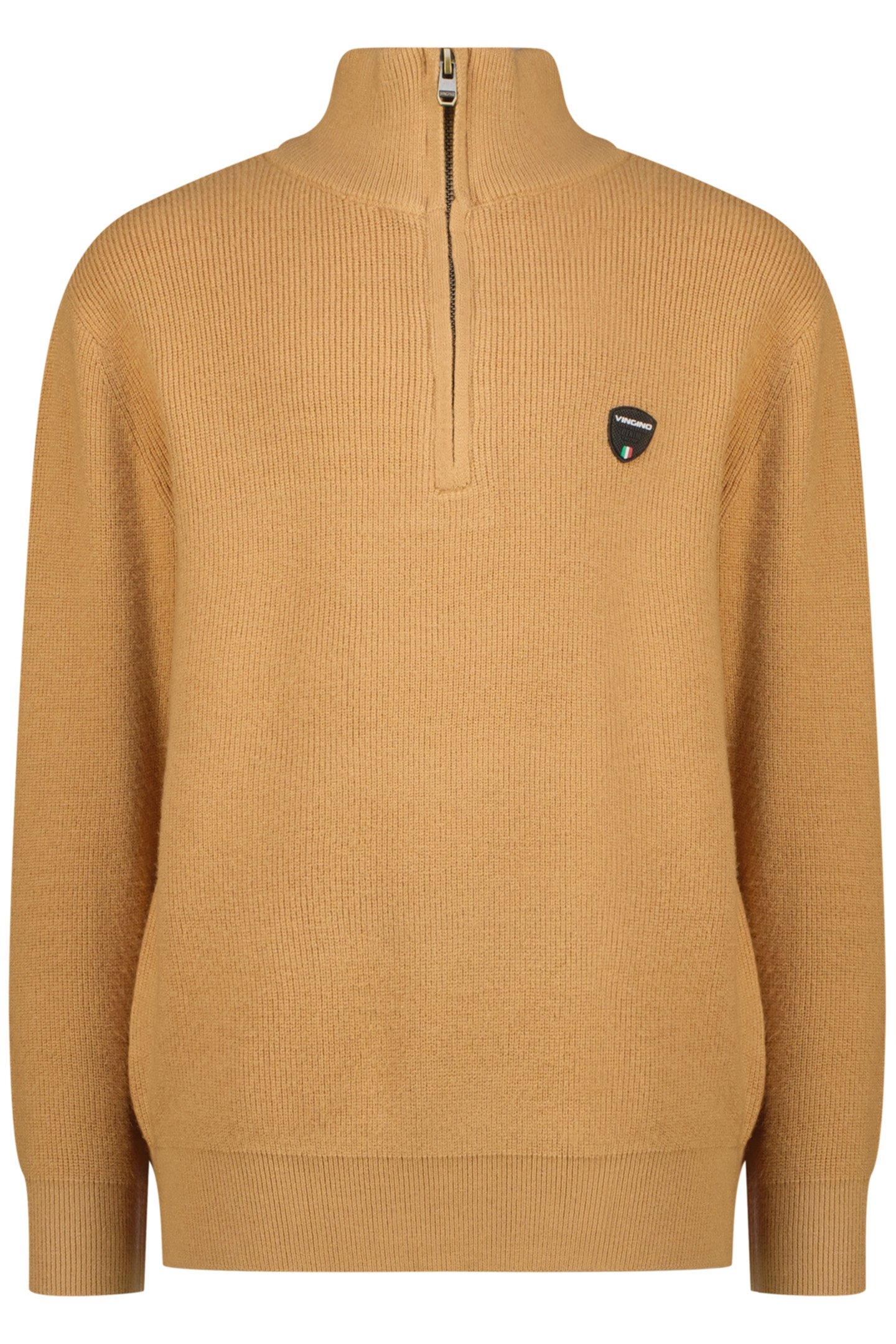 BOYS KNIT-HALF-ZIP FLAT KNIT LATTE SAND 1