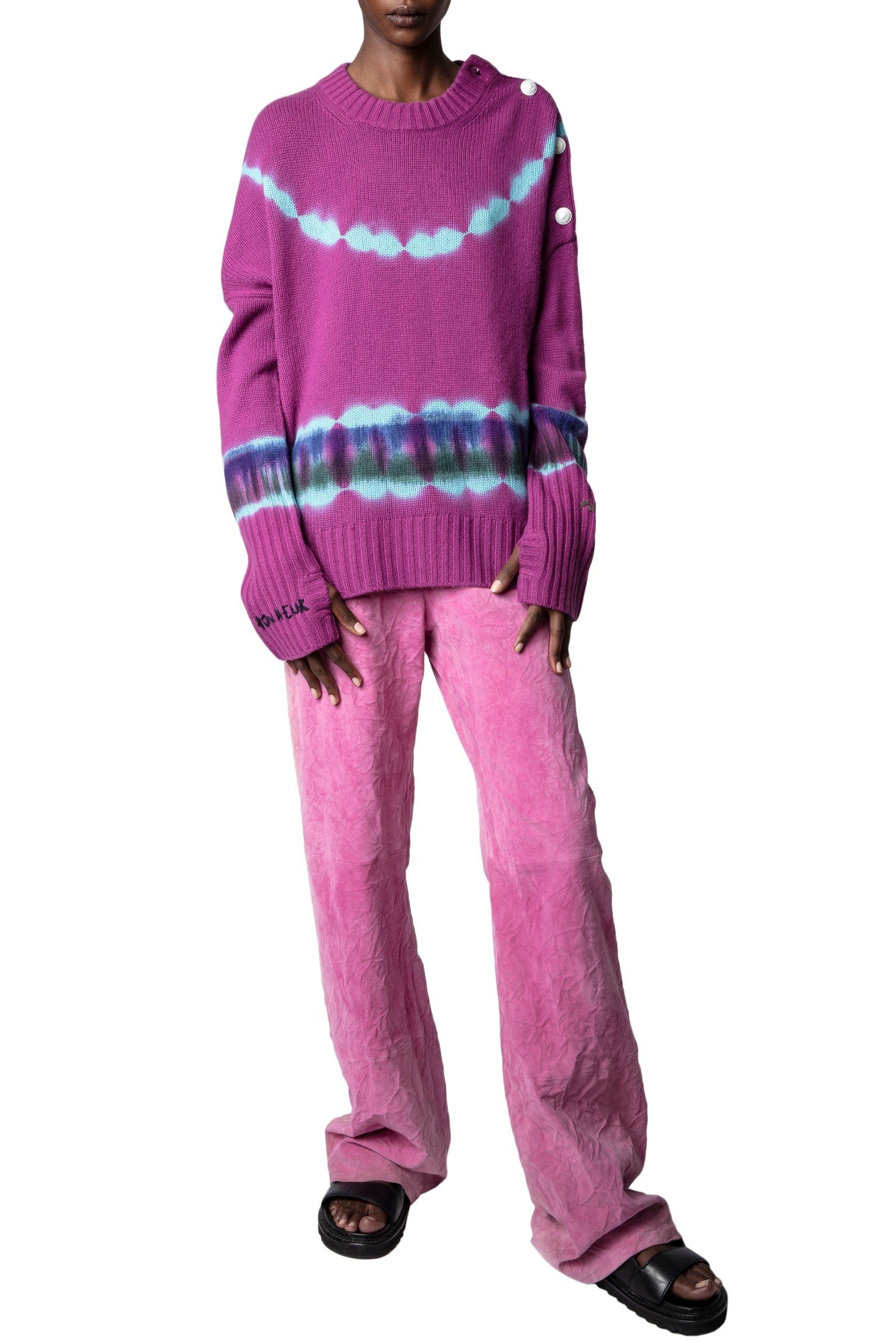 MALTA CASHMERE TIE-DYE SWEATER MAUVE 5