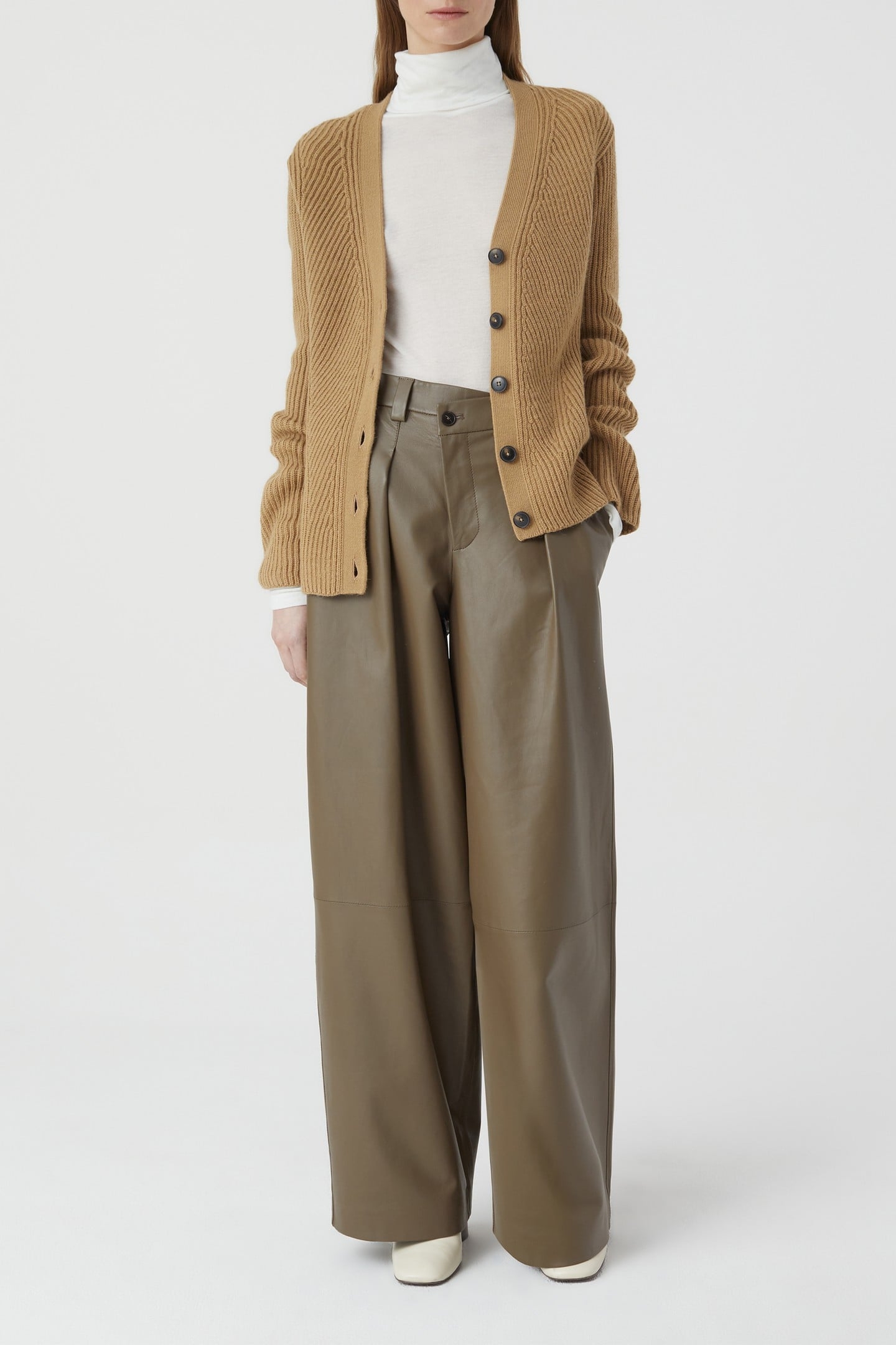 V CARDIGAN LONG SLEEVE KNITS DRIED TABACO 2