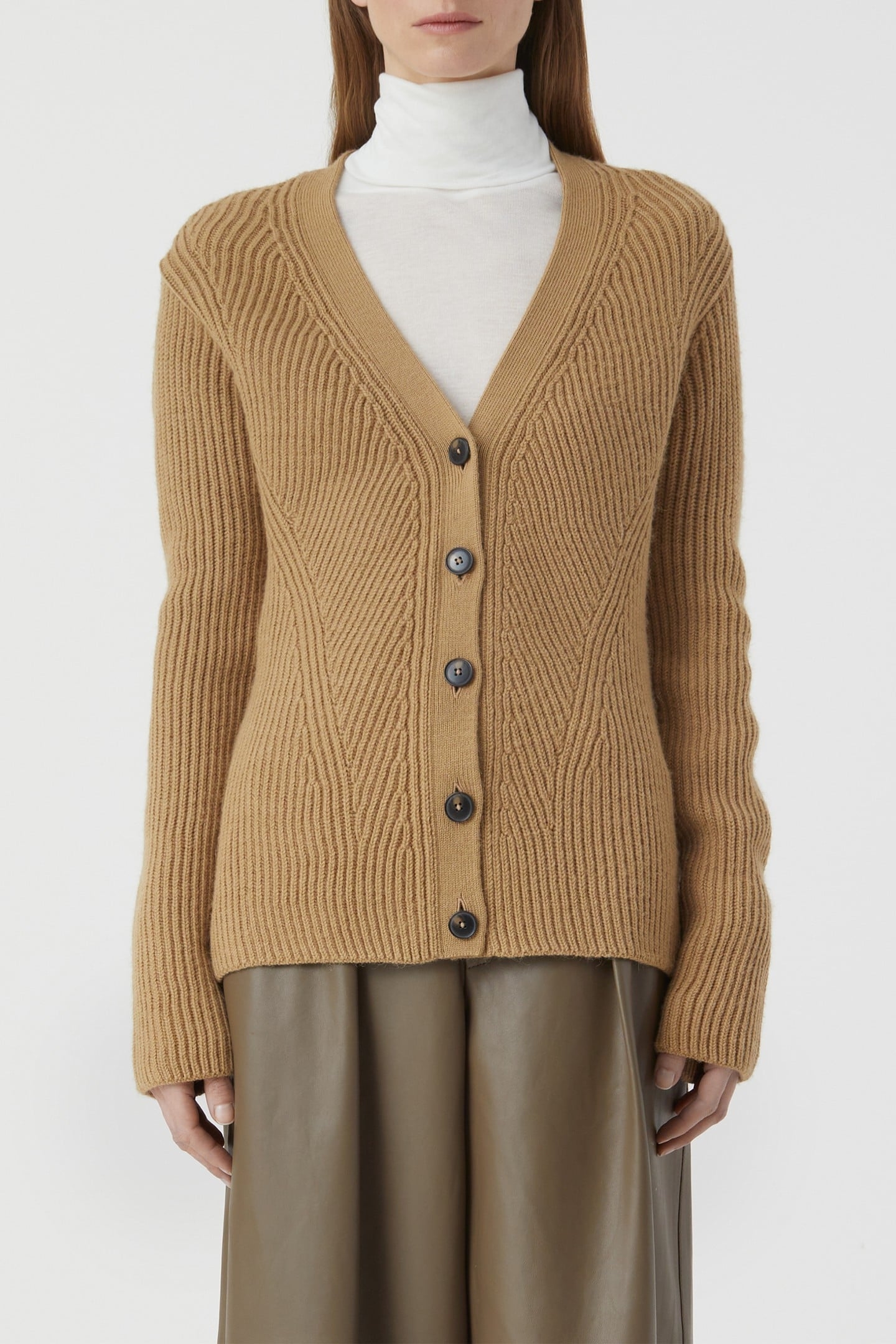V CARDIGAN LONG SLEEVE KNITS DRIED TABACO 4