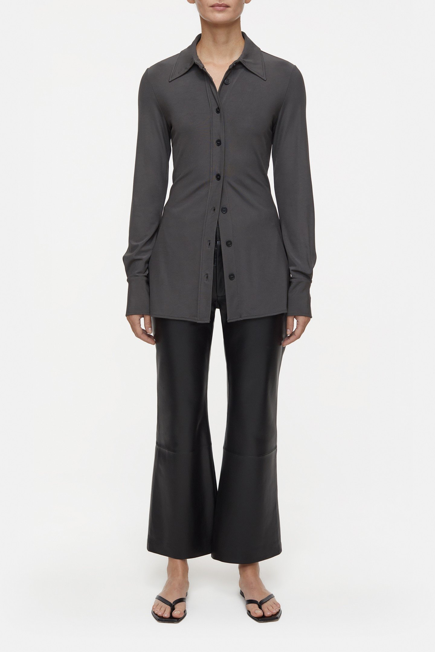 WAISTED BLOUSE SHIRT CHARCOAL 1