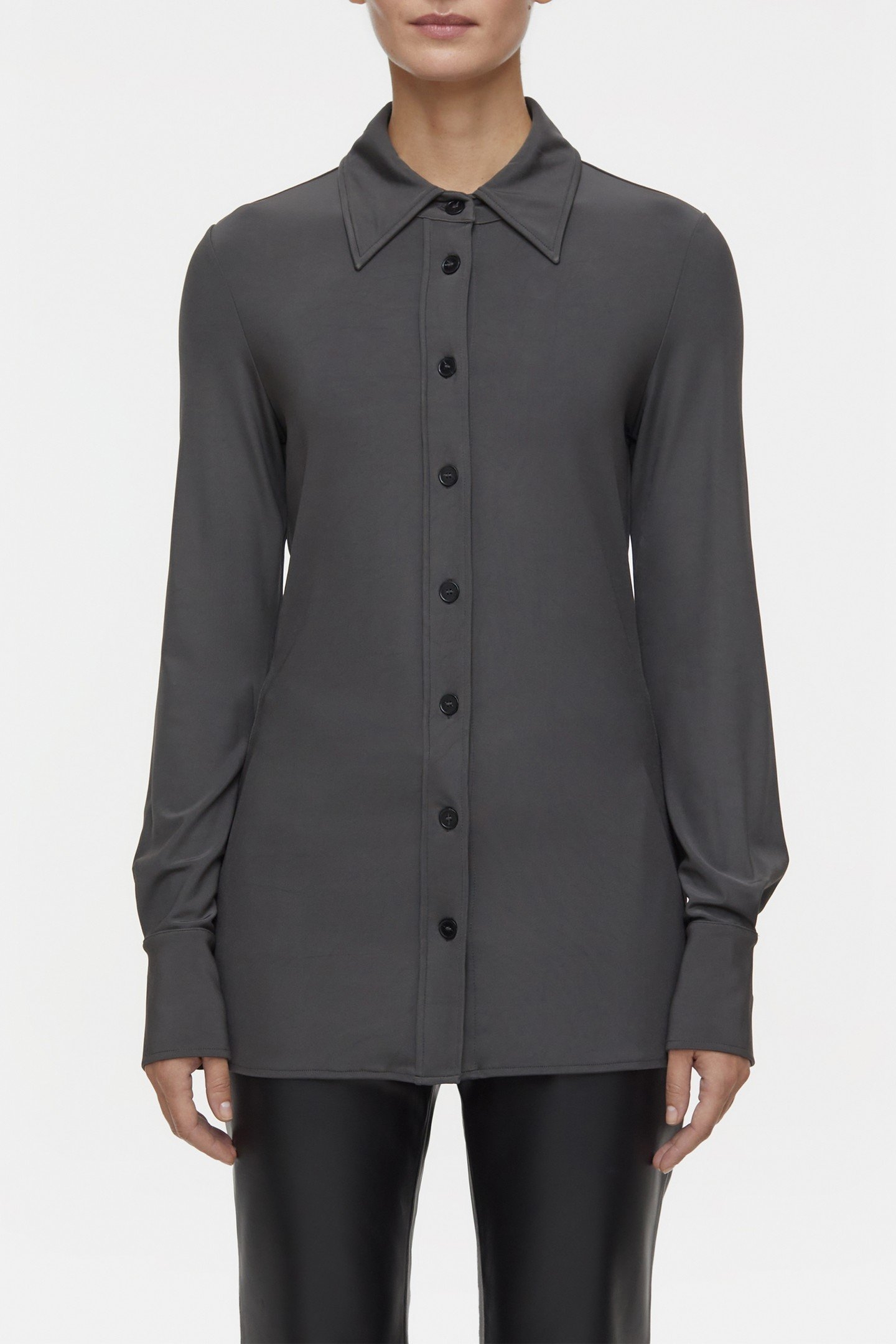 WAISTED BLOUSE SHIRT CHARCOAL 2