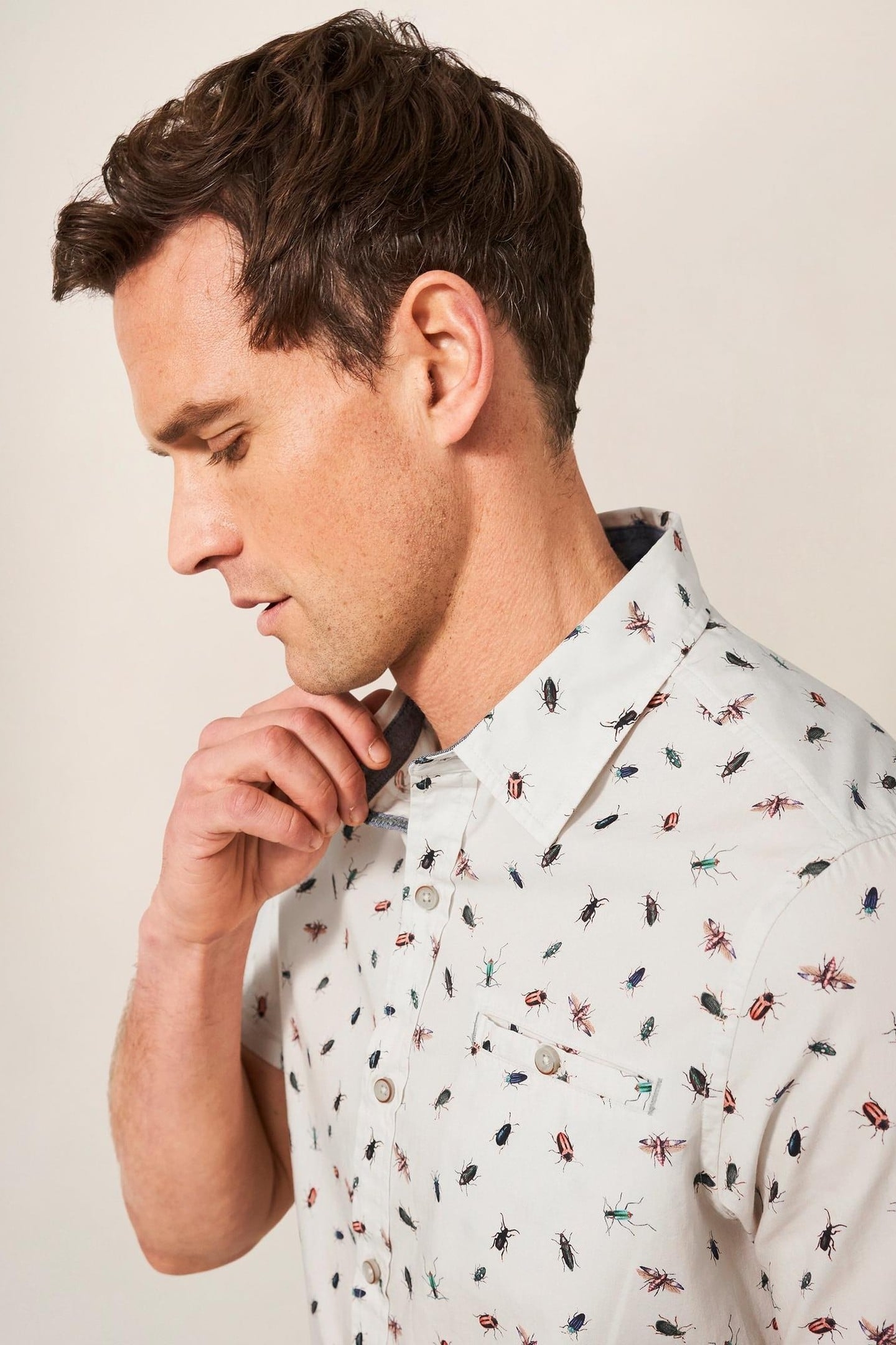 INSECT PRINTED SLIM FIT SHIRT WHITE MULTI 4