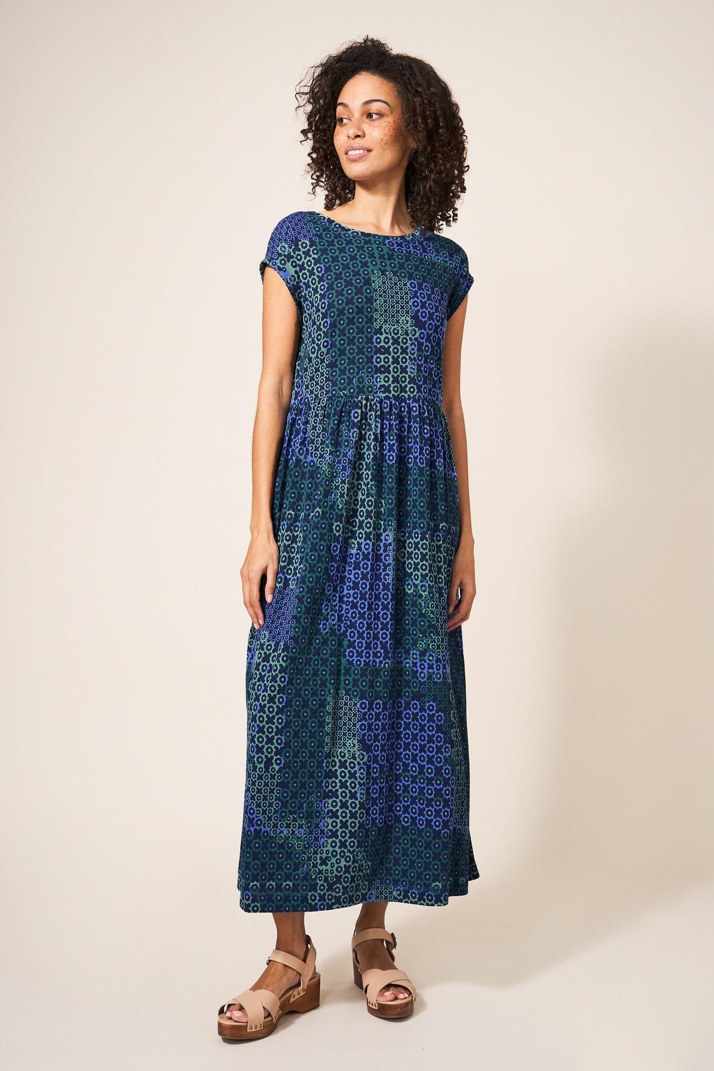 ADDISON COTTON MIDI DRESS BLUE MULTI 2