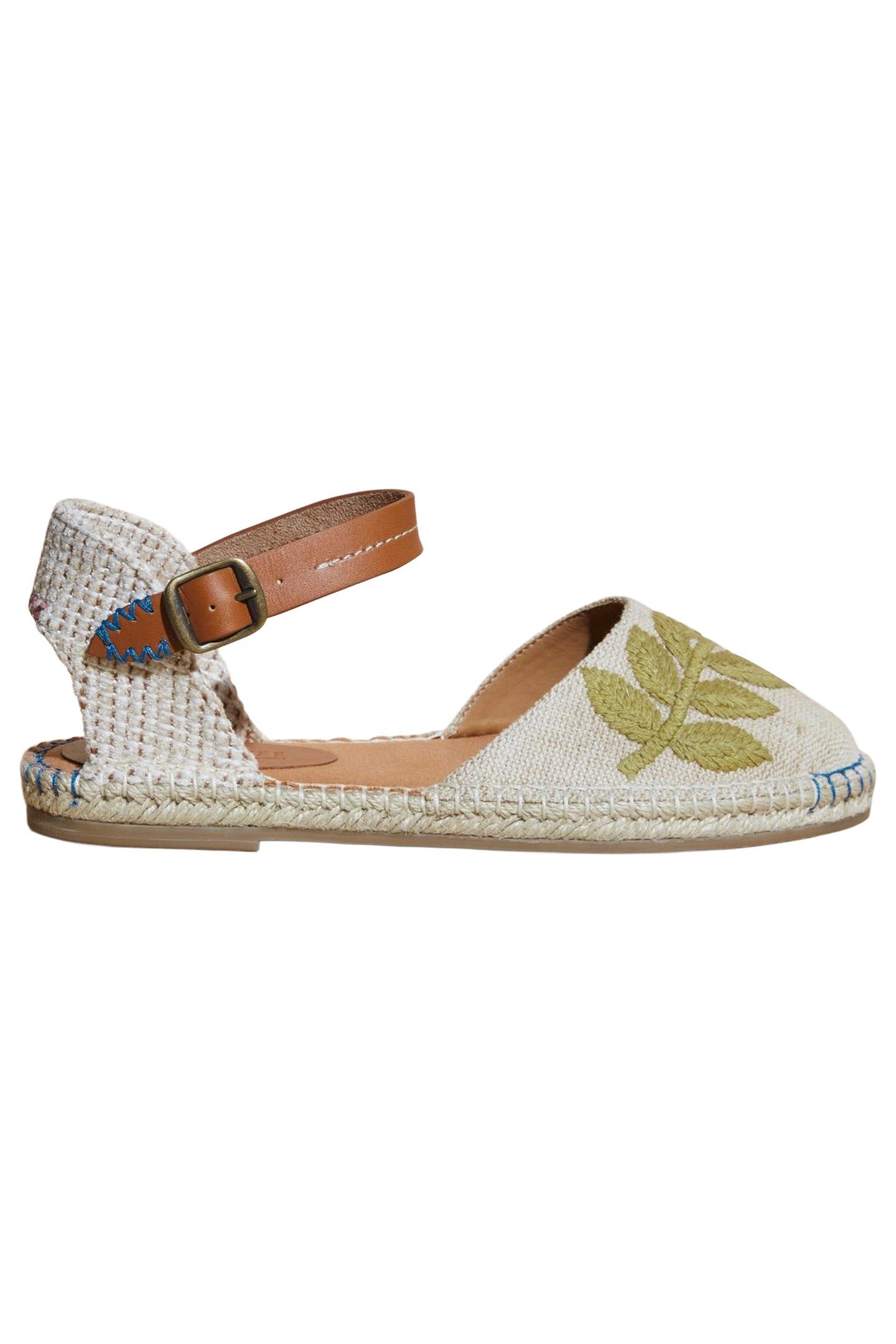 LEAF TWO PART FLAT ESPADRILLE NATURAL MULTI 1