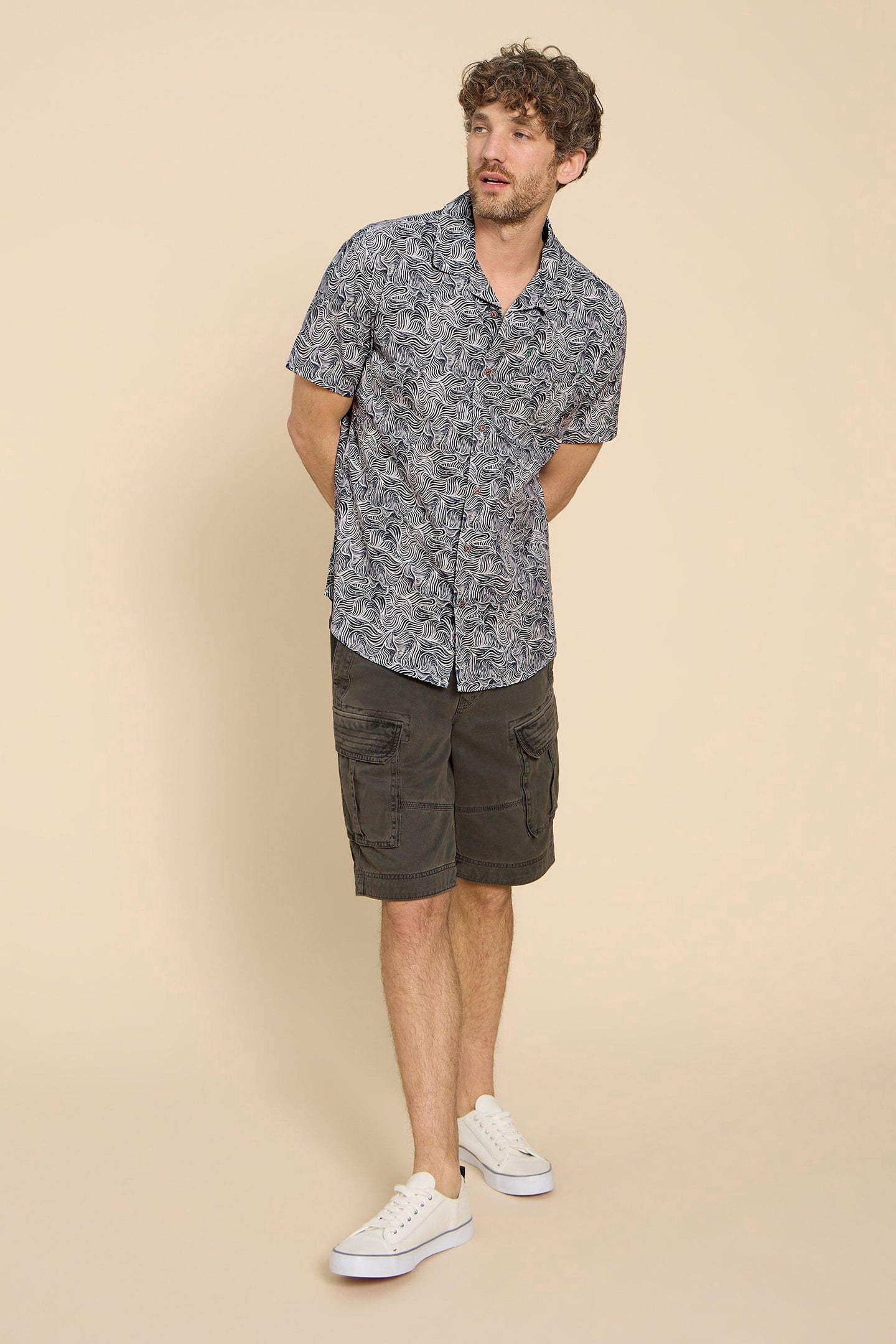 WAVES PRINTED SS SHIRT NAVY PRINT 7