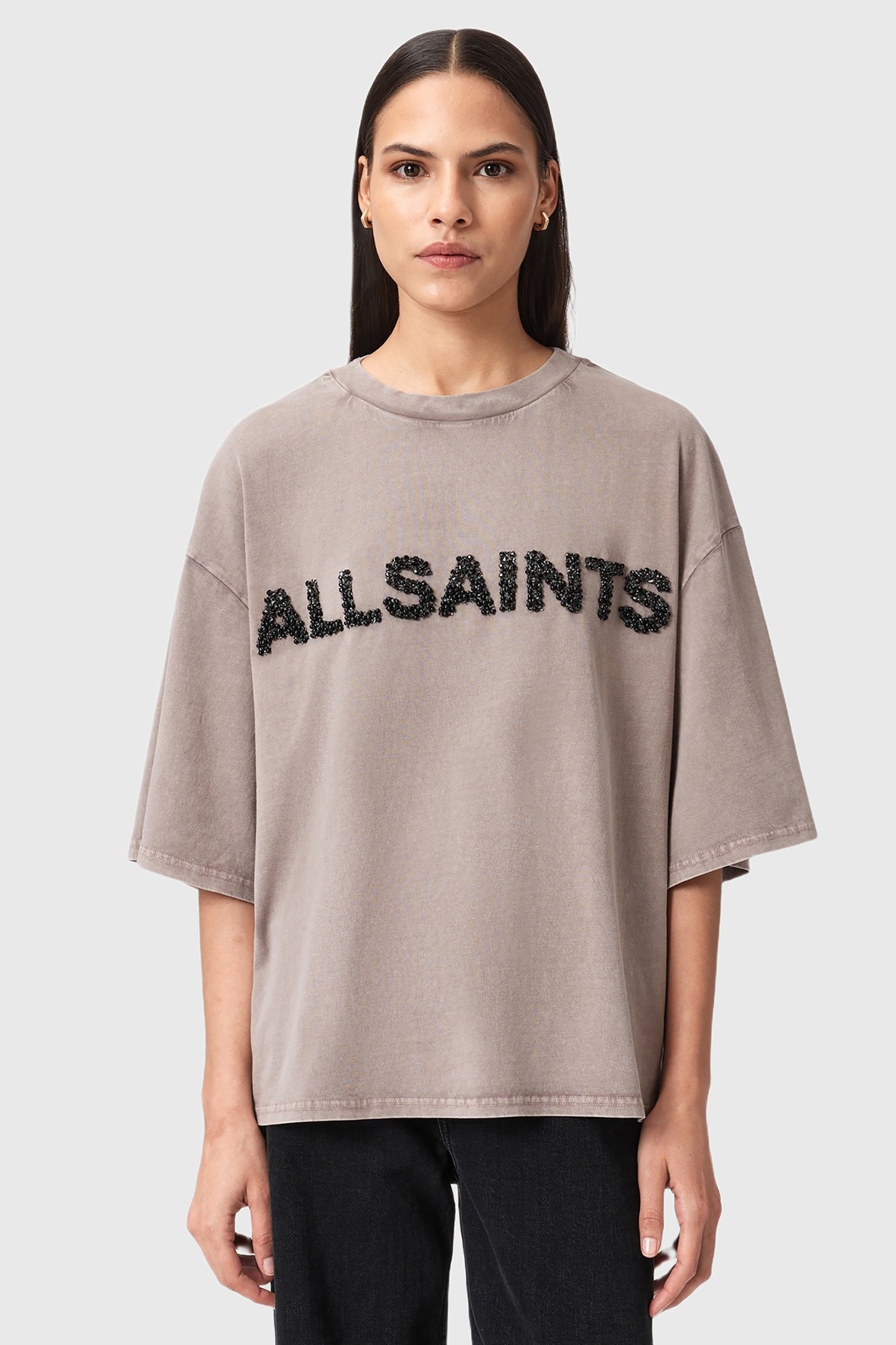 AMELIE AS EMB TEE STONE GREY 1