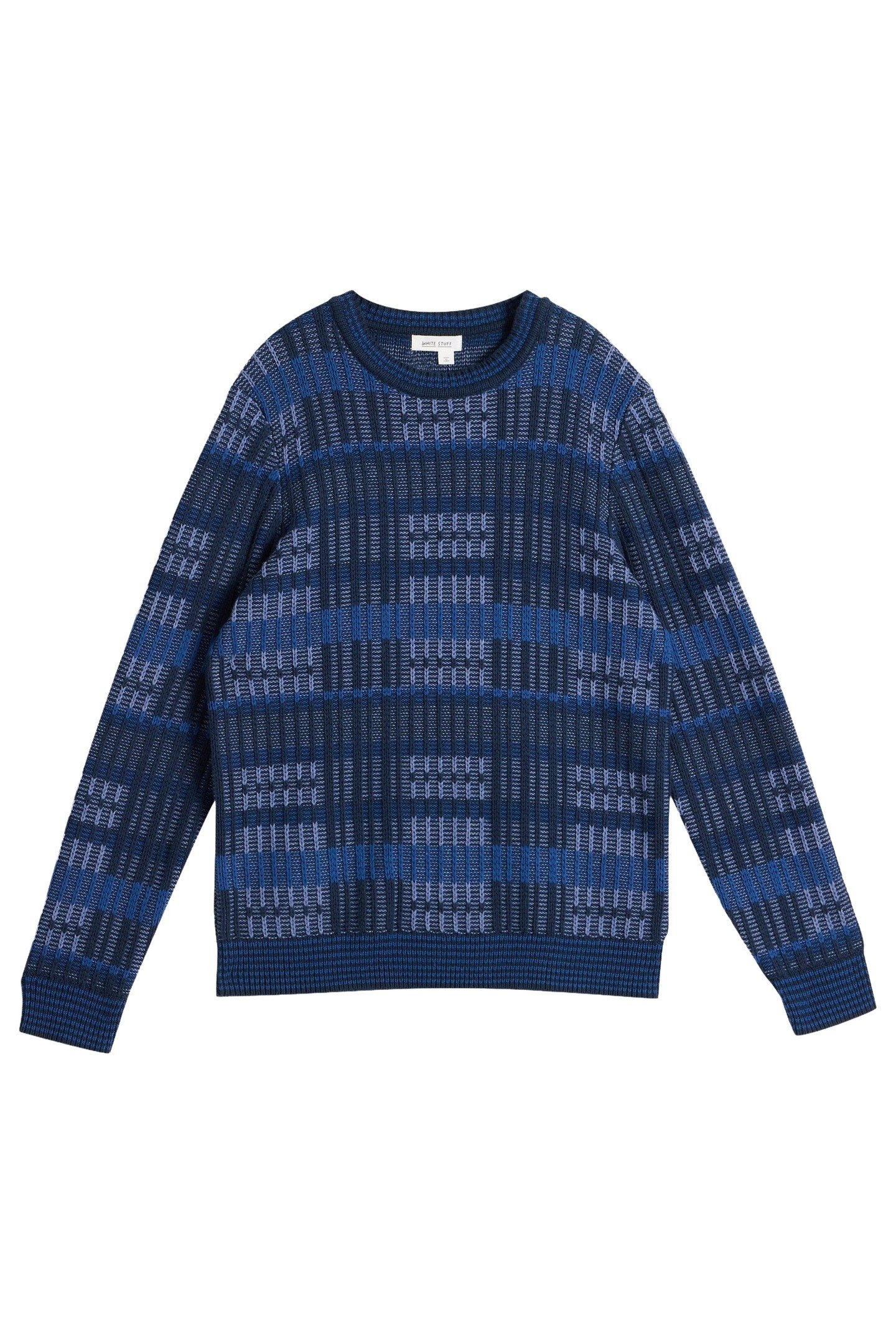 PATCHWORK TEXTURED CREW BLUE MULTI 3