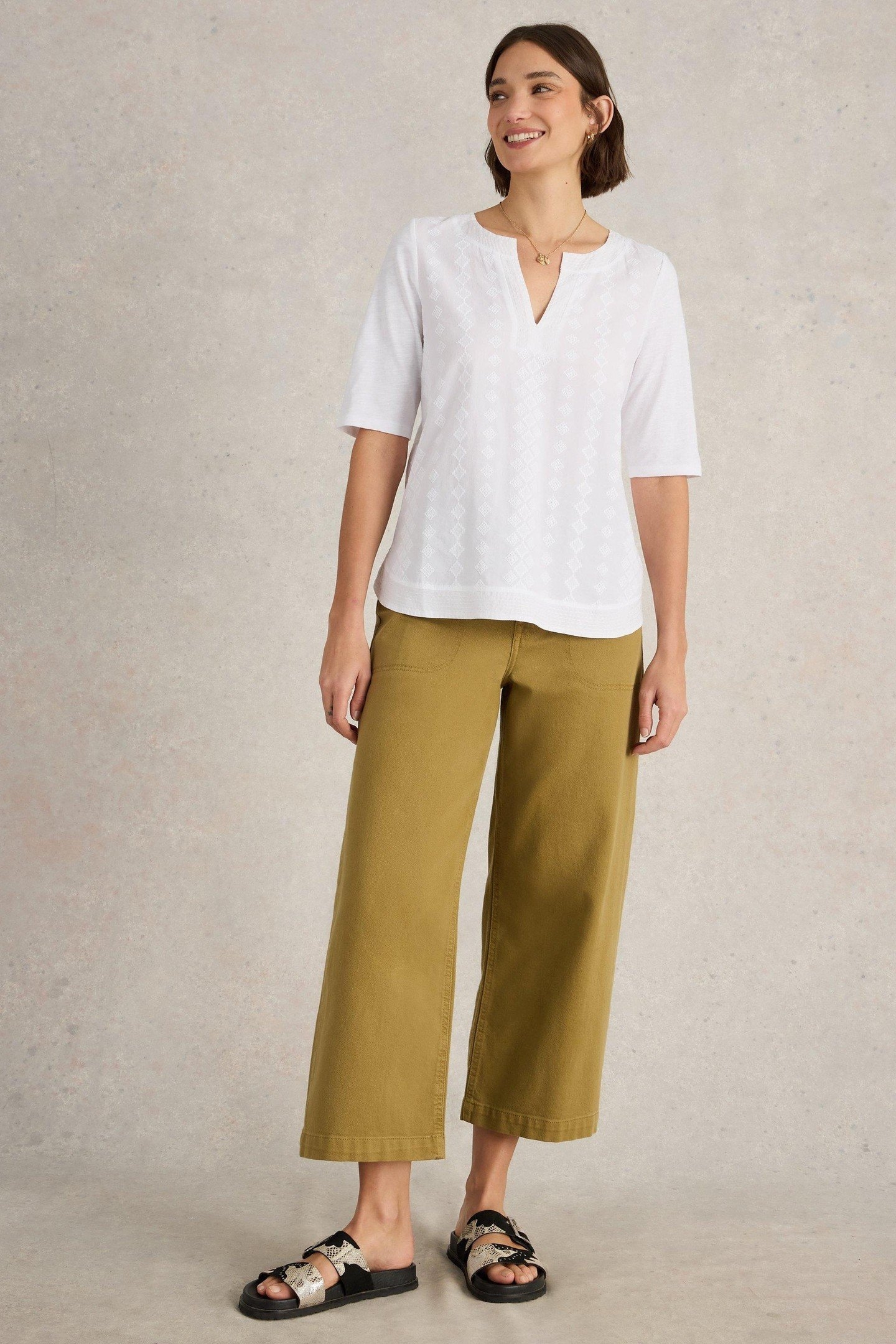 WEAVER NOTCH NECK TOP BRILLIANT WHITE 1