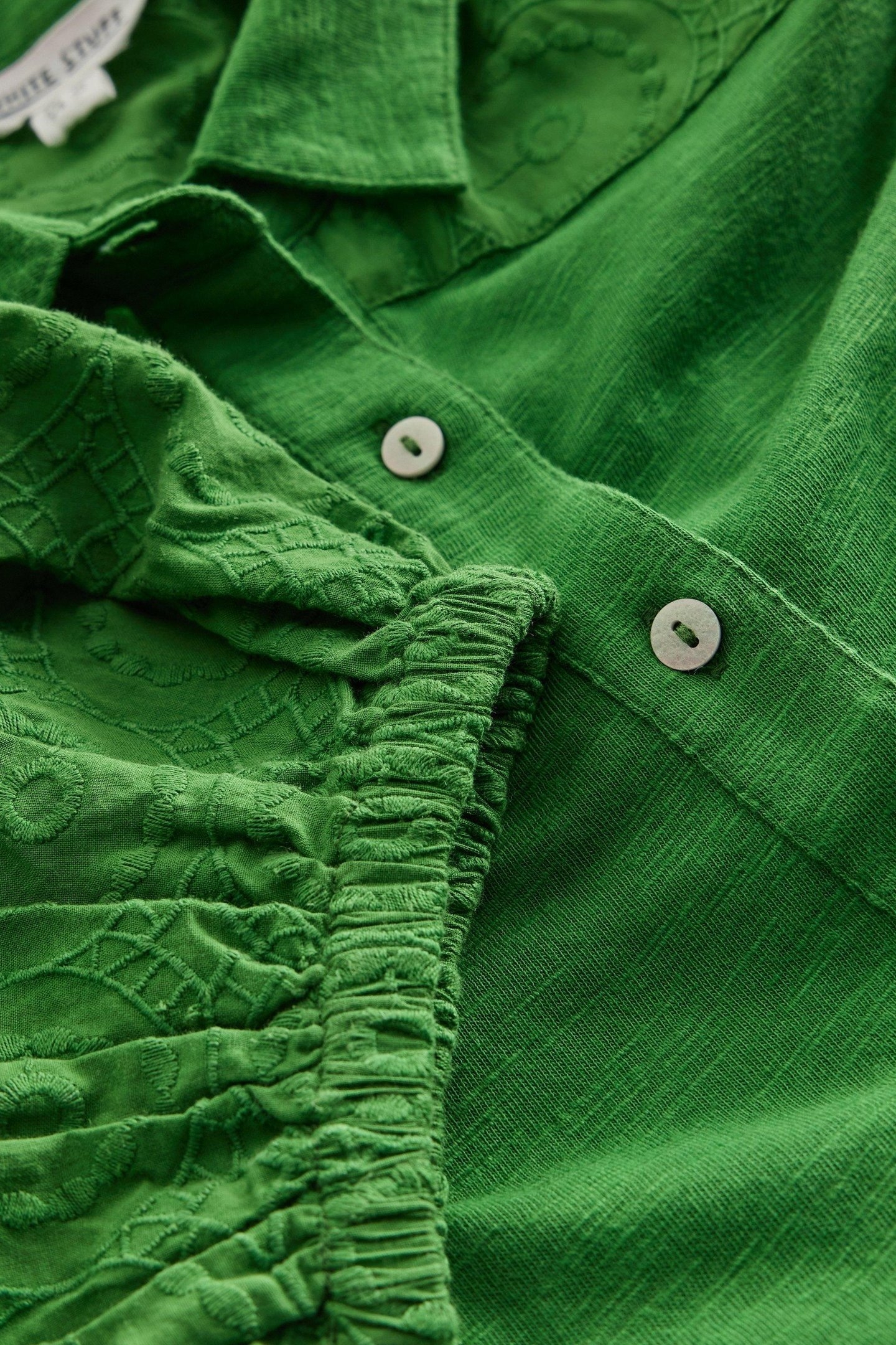 RUA BRODERIE SHIRT DRESS MID GREEN 4