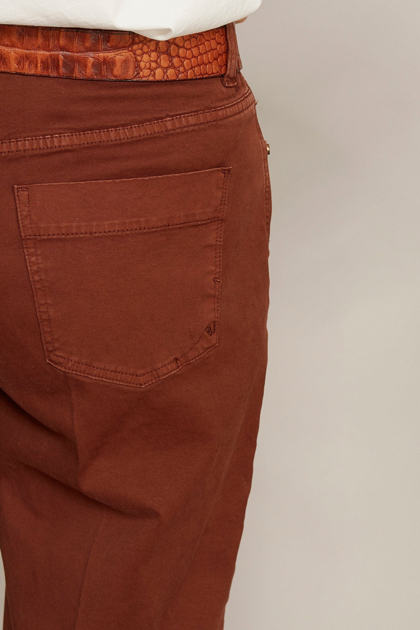 WIDE COTTON CROPPED PANTS IN BROWN 6