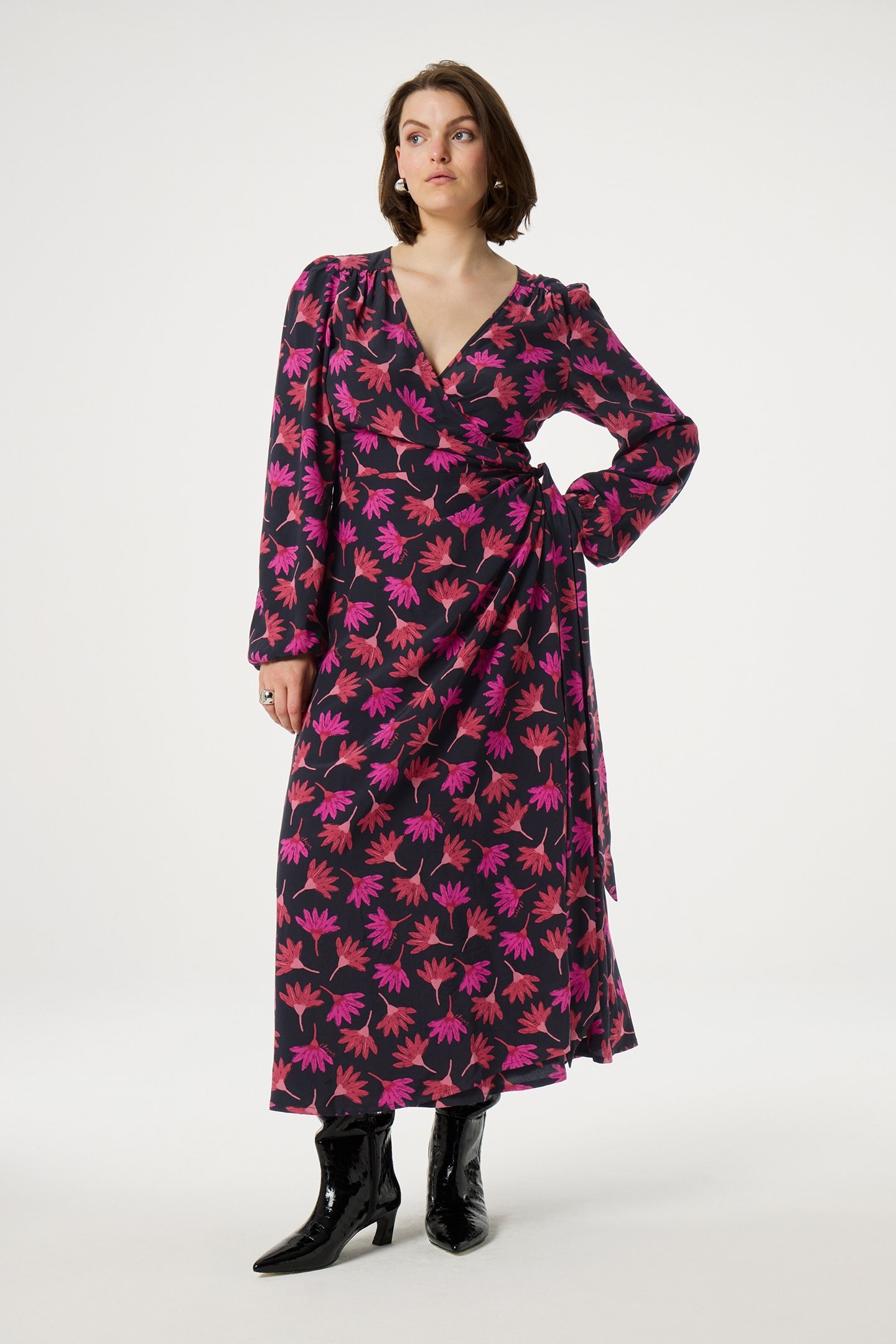 NIA DRESS BLACK/CERISE RED 1