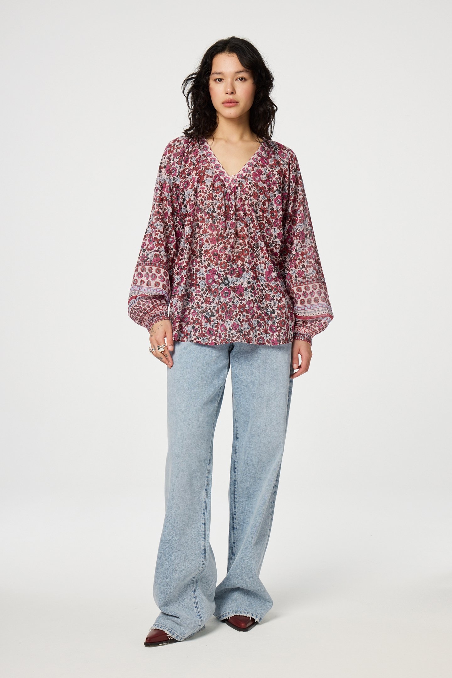 ANAN TOP CERISE RED/POWDER BL 2