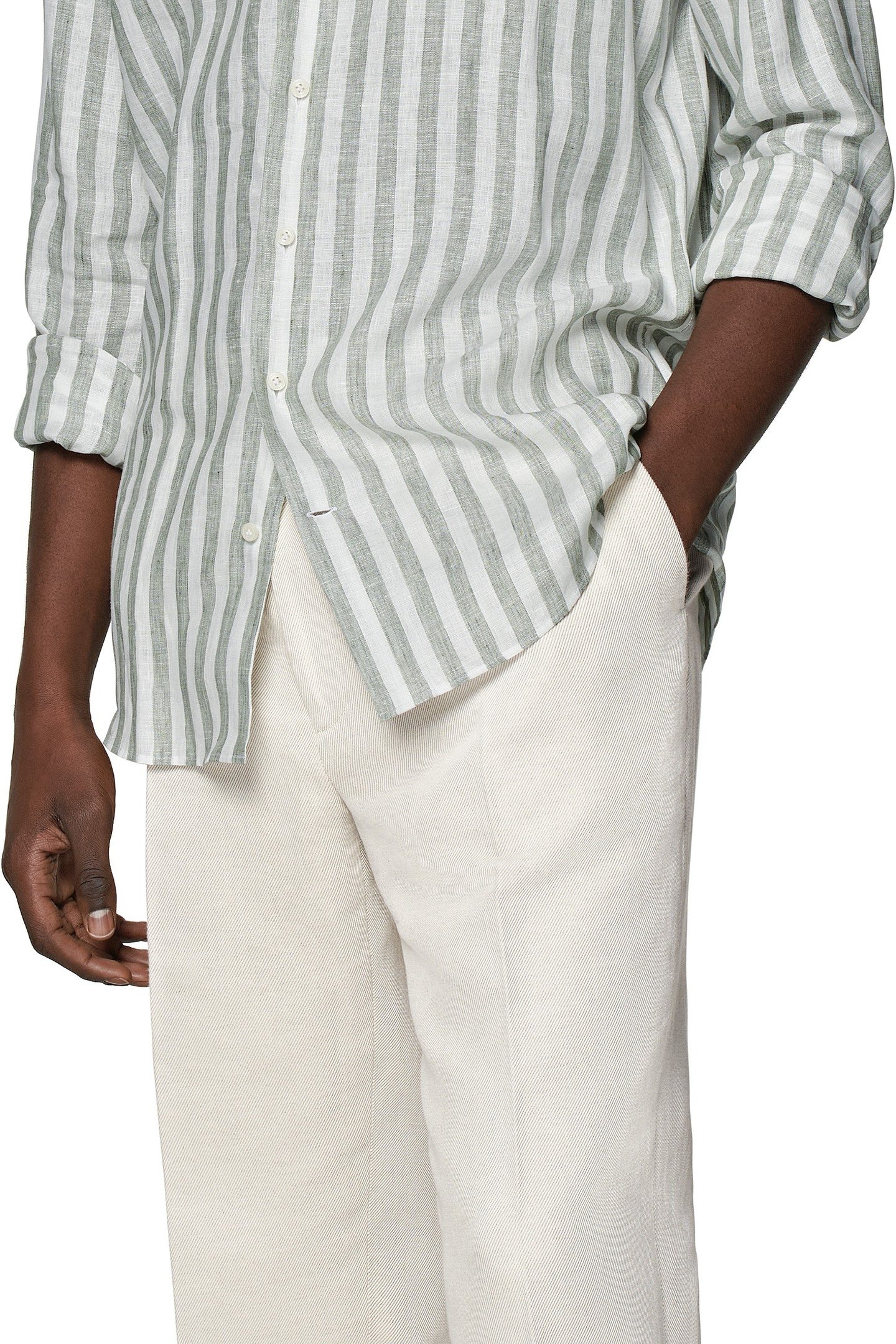 PURE LINEN GREEN STRIPE LIGHT GREEN 6