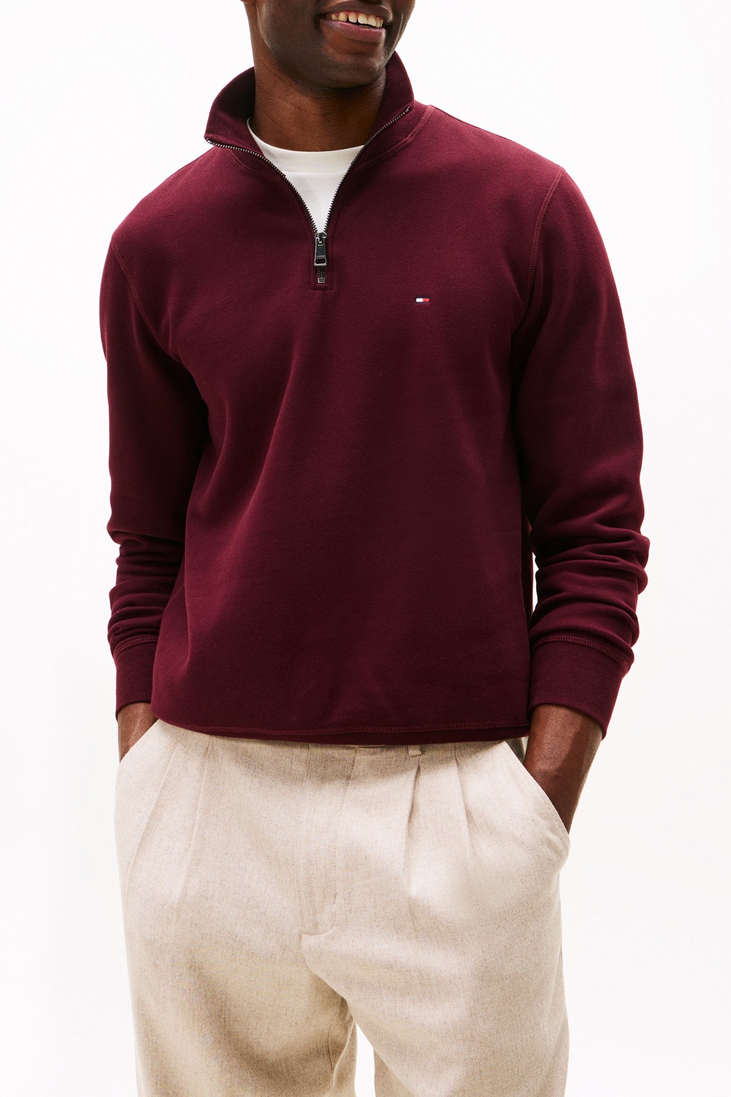 ESSENTIAL FLEECE 1/4 ZIP DEEP BURGUNDY 1