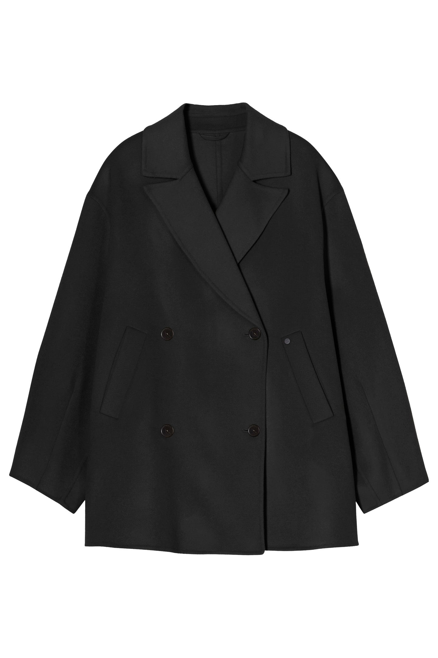 DOUBLE BREASTED COAT JACKET BLACK 6