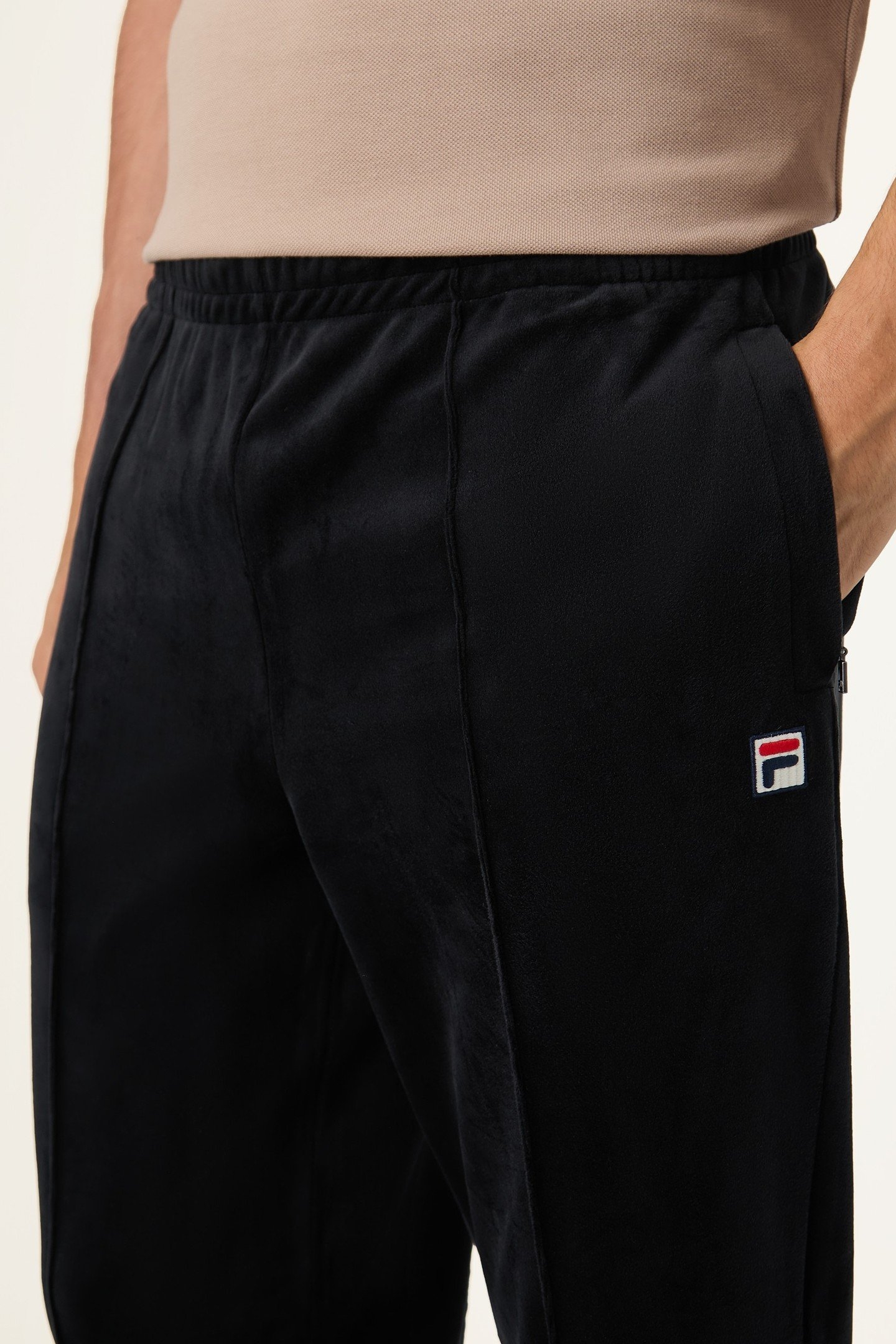 ADRIANO REGULAR TAPERED VELOUR TRACK PANTS BLACK 7