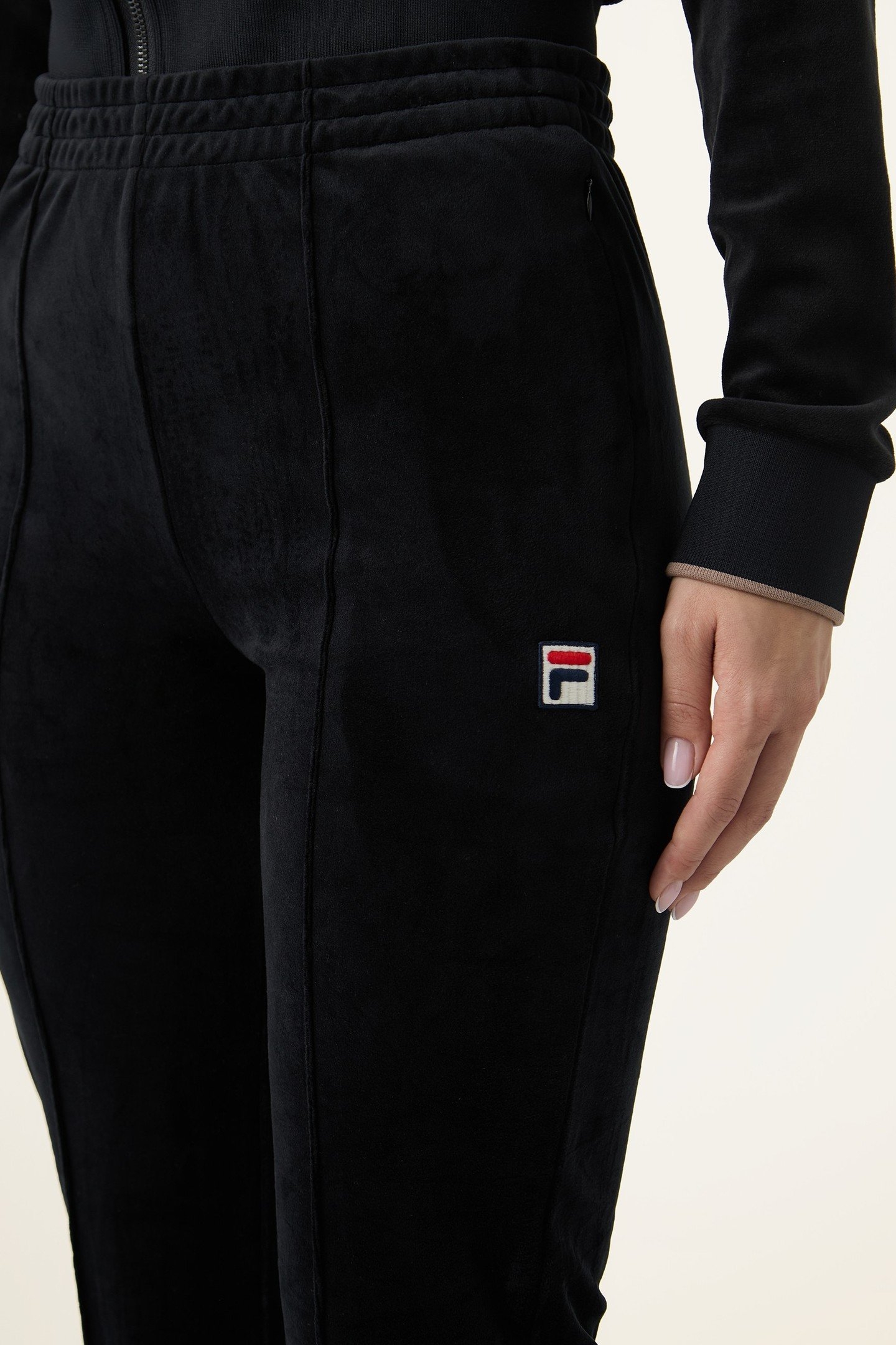 ADRIANO STRAIGHT VELOUR TRACK PANTS BLACK 7