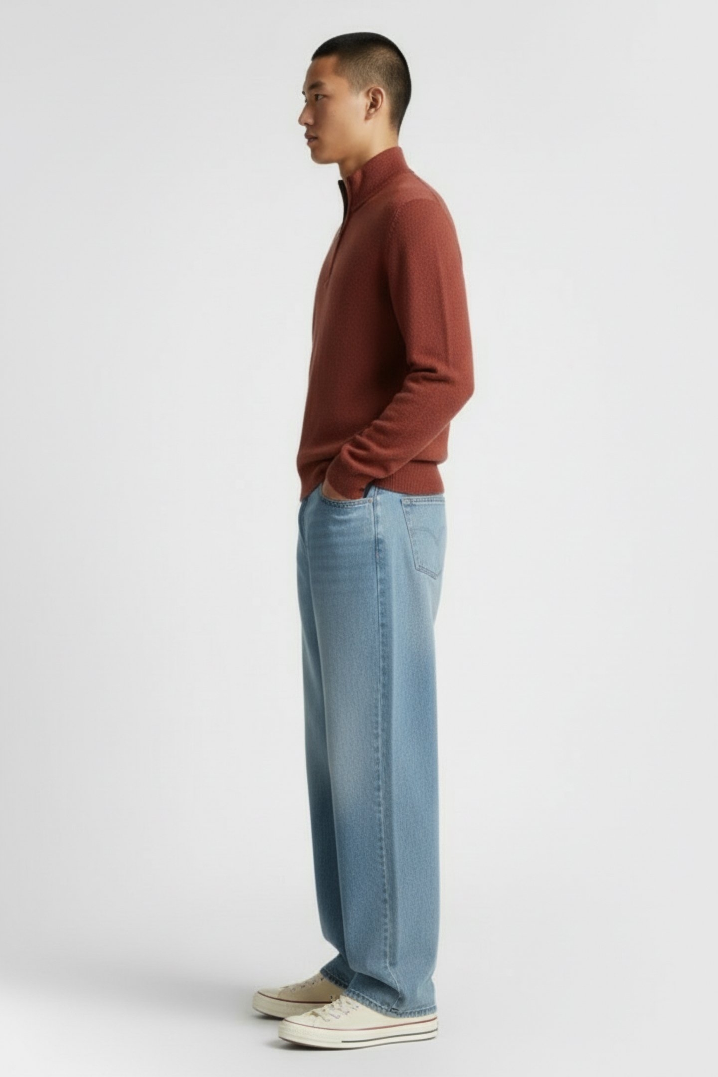 NEWPORT ZIP NECK KNIT MID RED 3