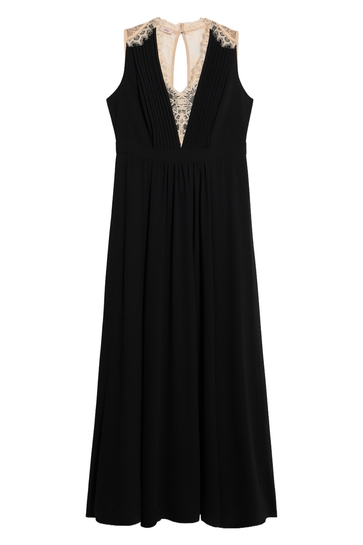 LONG DRESS WITH CONTRASTING LACE BLACK 4