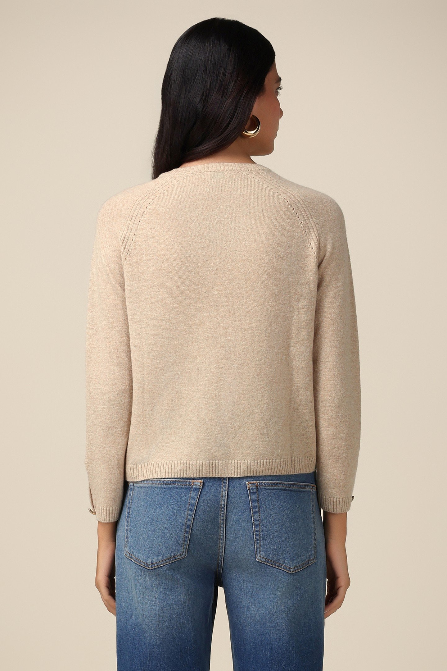 CASHMERE BLEND CREW-NECK SWEATER BEIGE 2