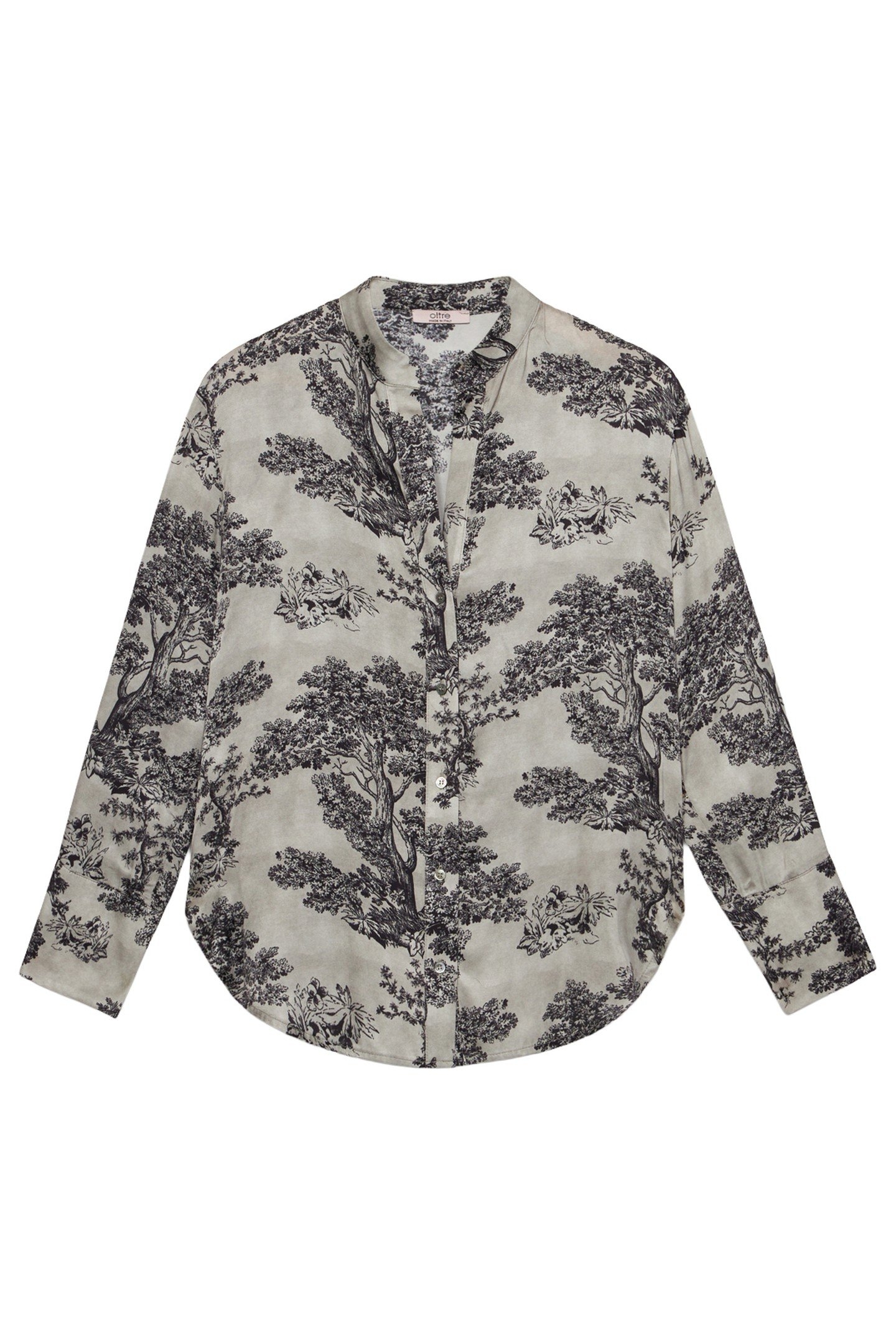 PATTERNED VISCOSE SATIN SHIRT GREY 3