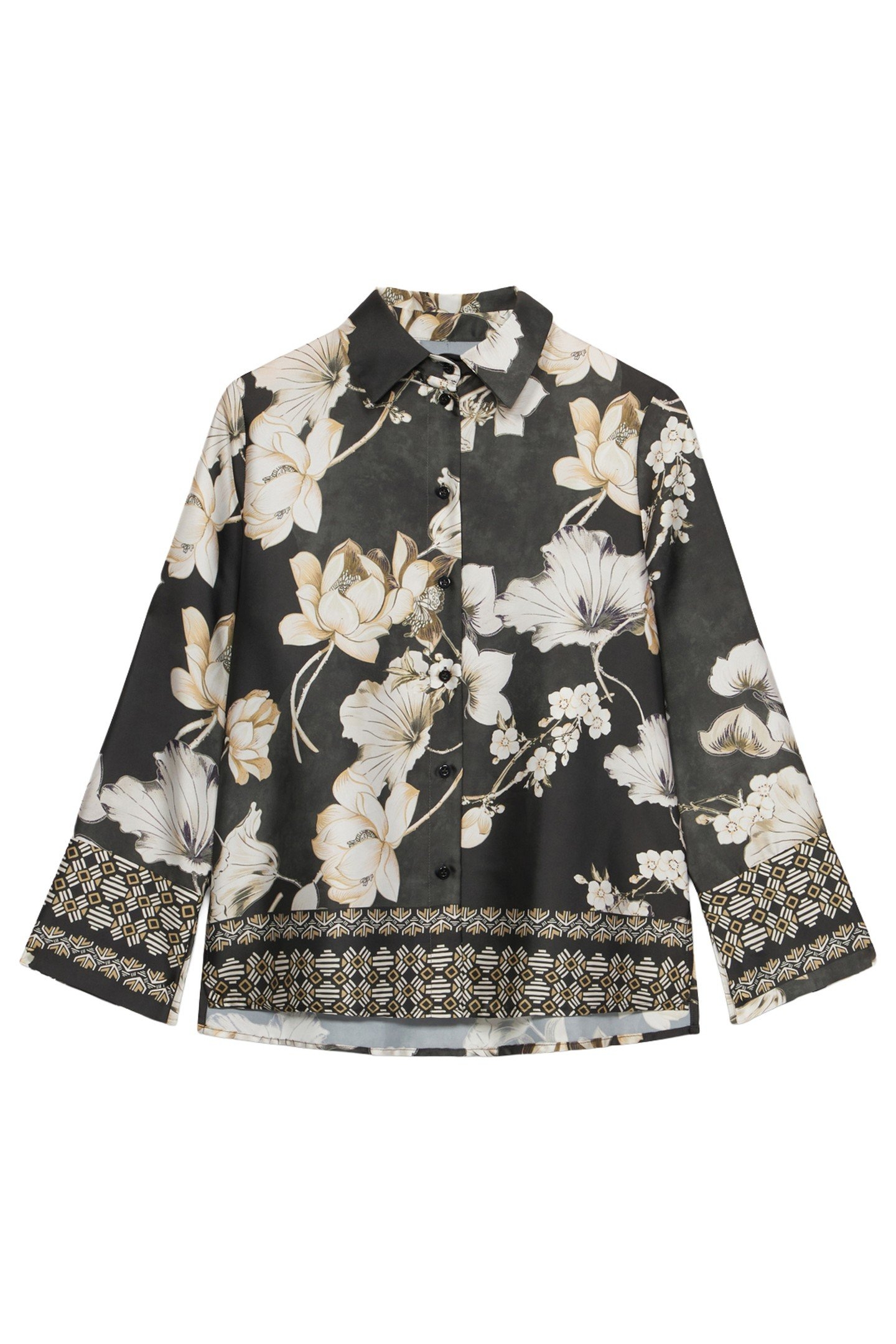 FLORAL SATIN SHIRT BLACK 3
