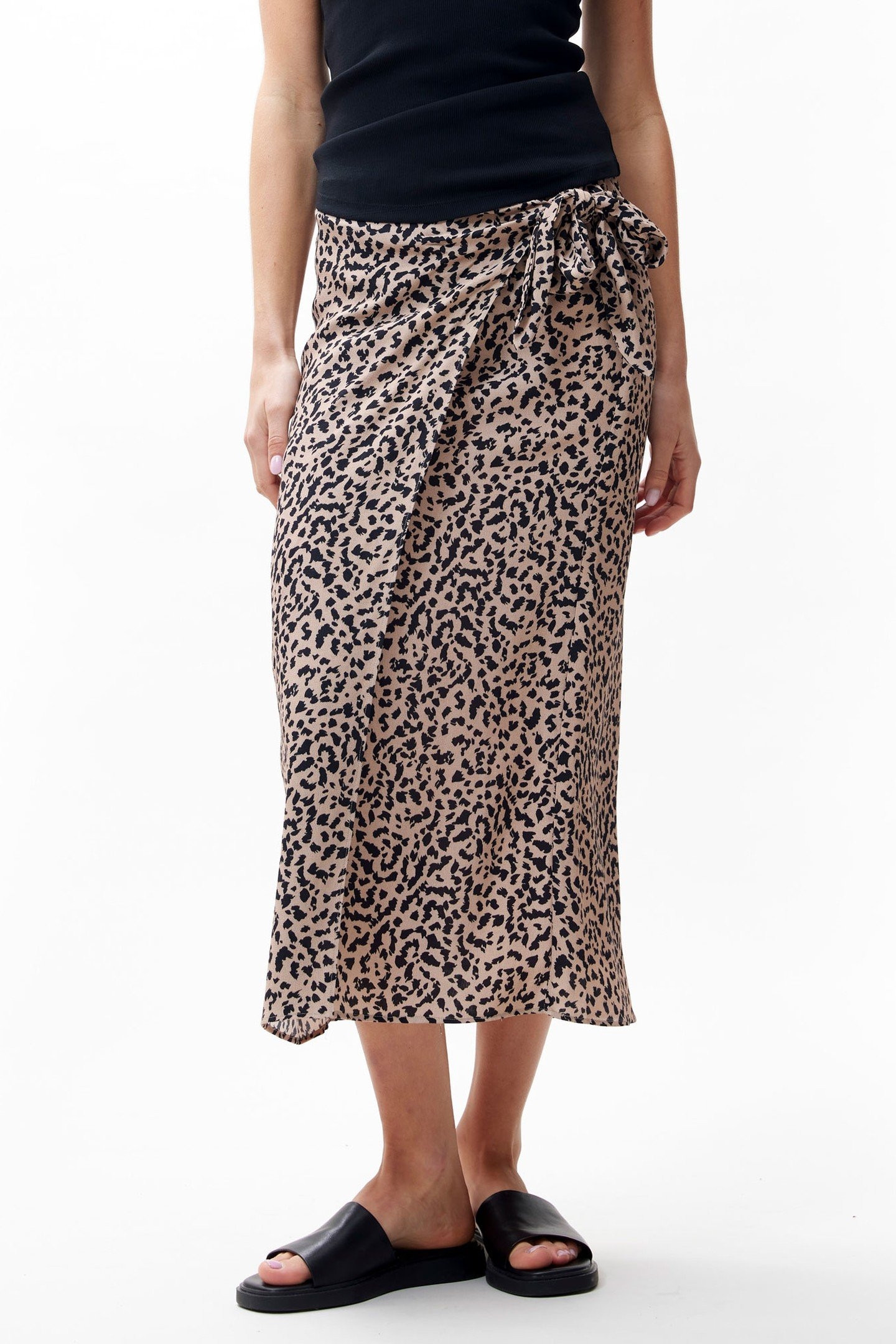 LEOPARD WRAP SKIRT SESAME 3