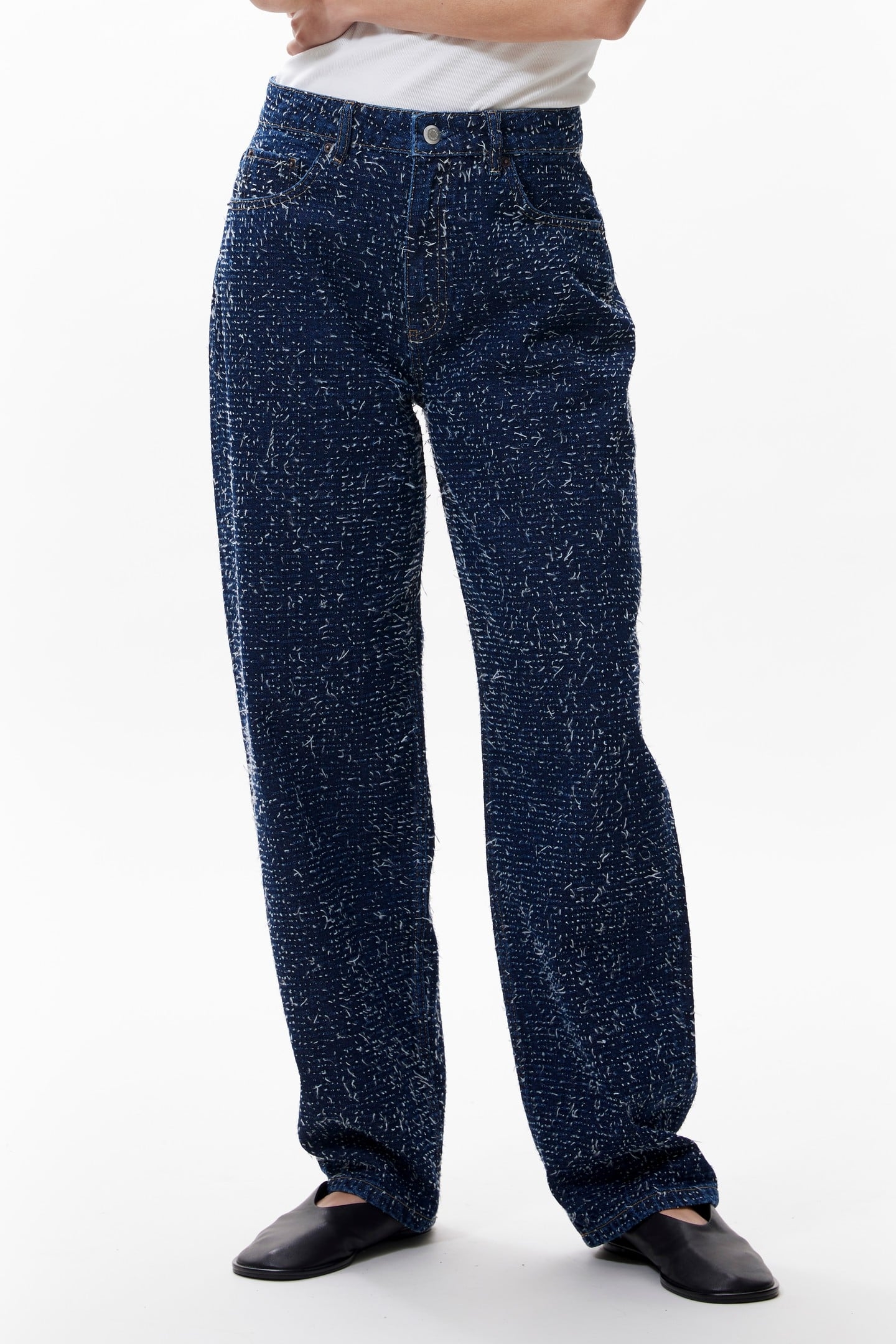BAGGY FIT SCRATCHED JEANS DARK BLUE 1
