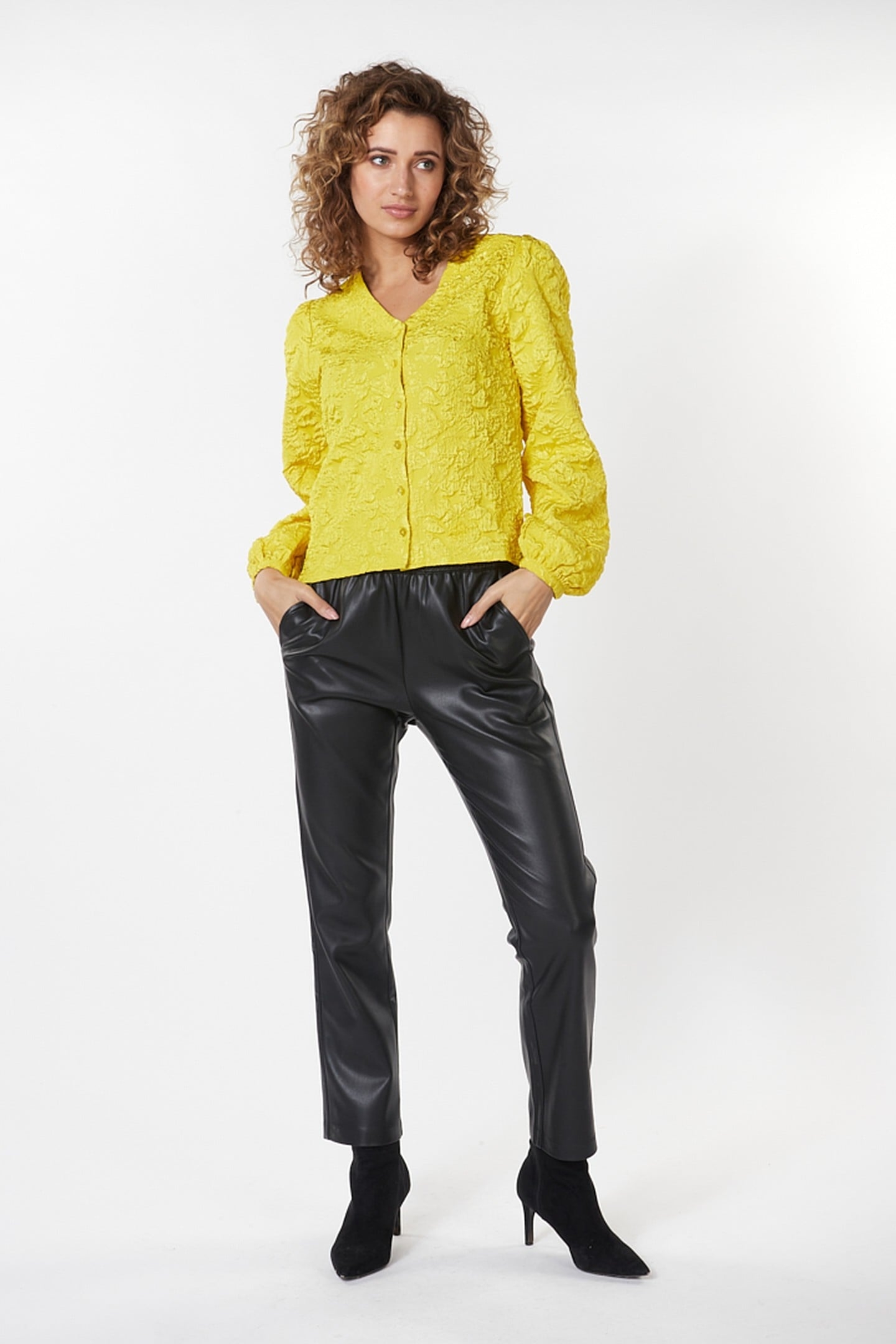 BLOUSE FANCY FLOWER JACQUARD WARM OLIVE 2