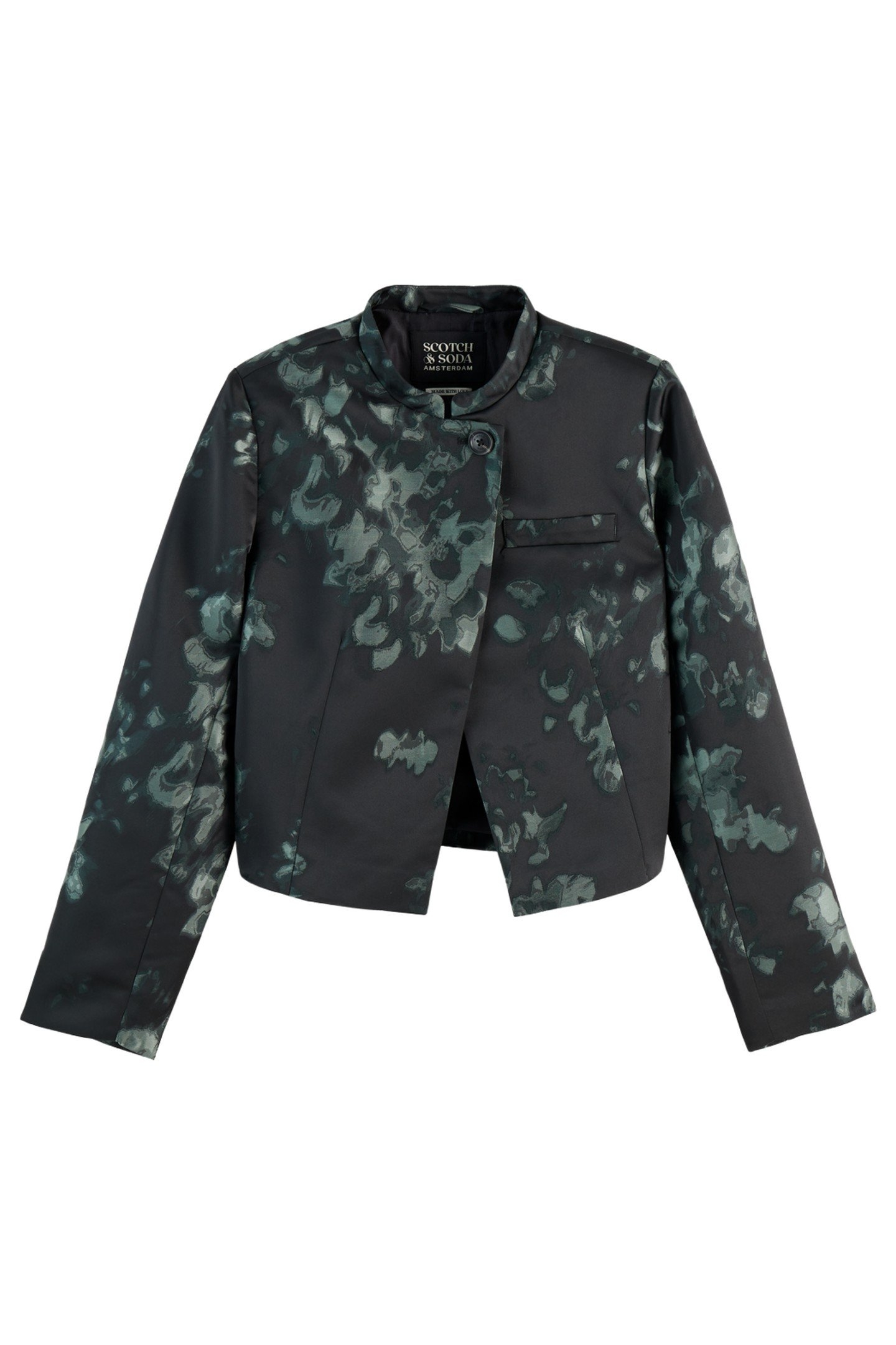 FLORAL JACQUARD CROPPED BLAZER NIEUW BLOSSOM PRINT PARK GREE 1