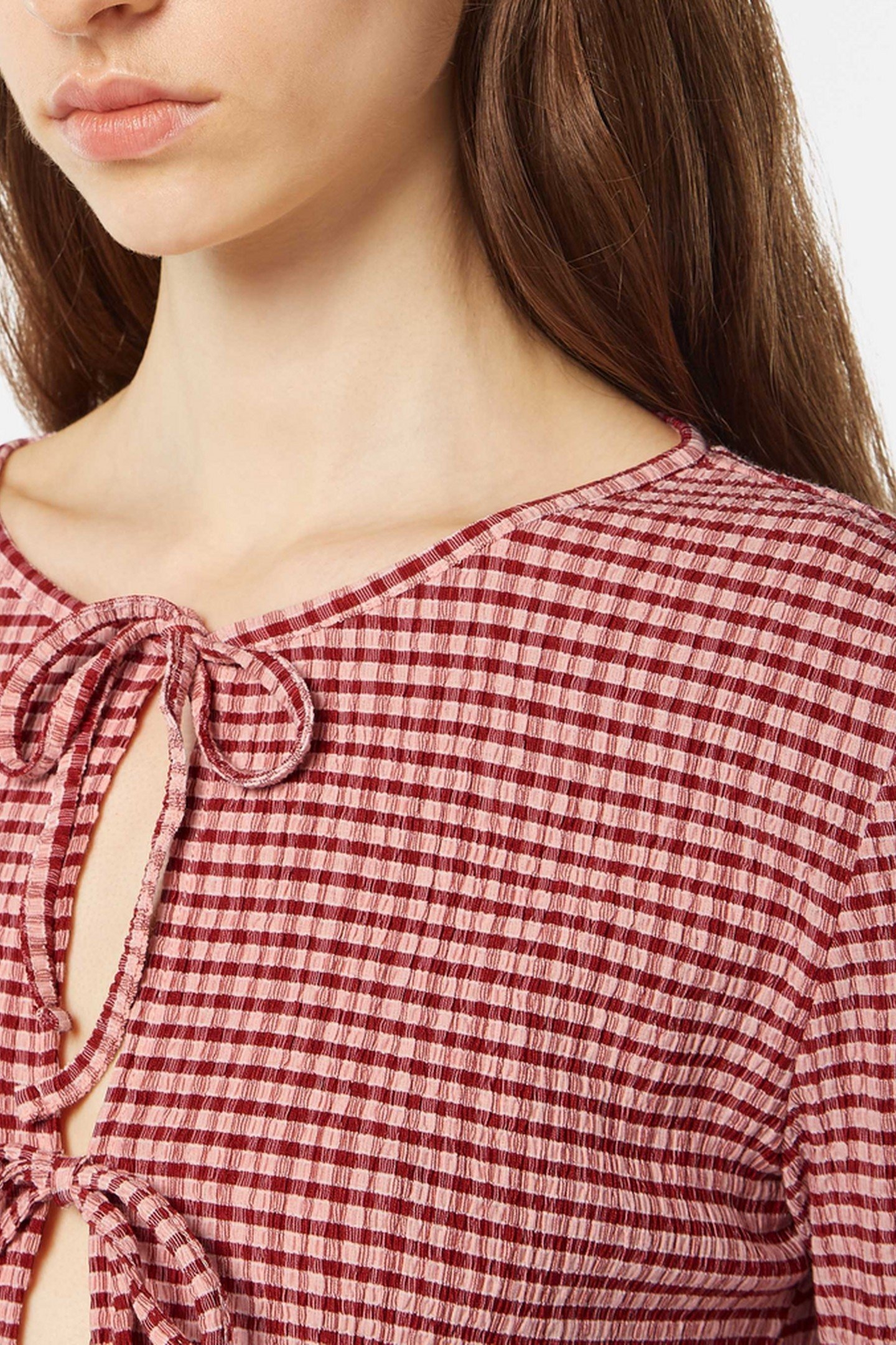 STRUCTURED GINGHAM LS T-SHIRT ROADSIDE RED/ COTTON CANDY 2