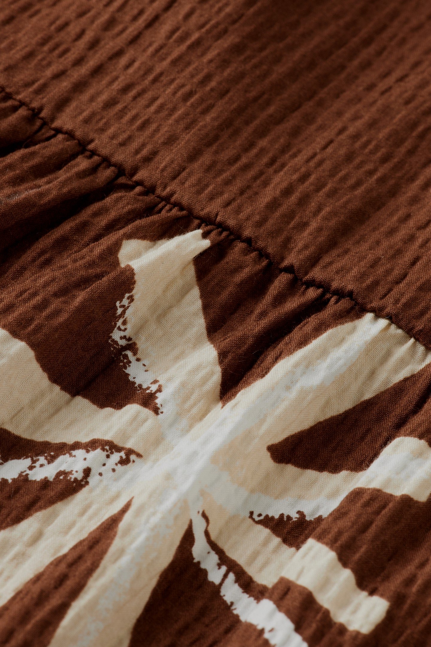 COTTON SEERSUCKER MIDI DRESS INKY SUN BROWN 5