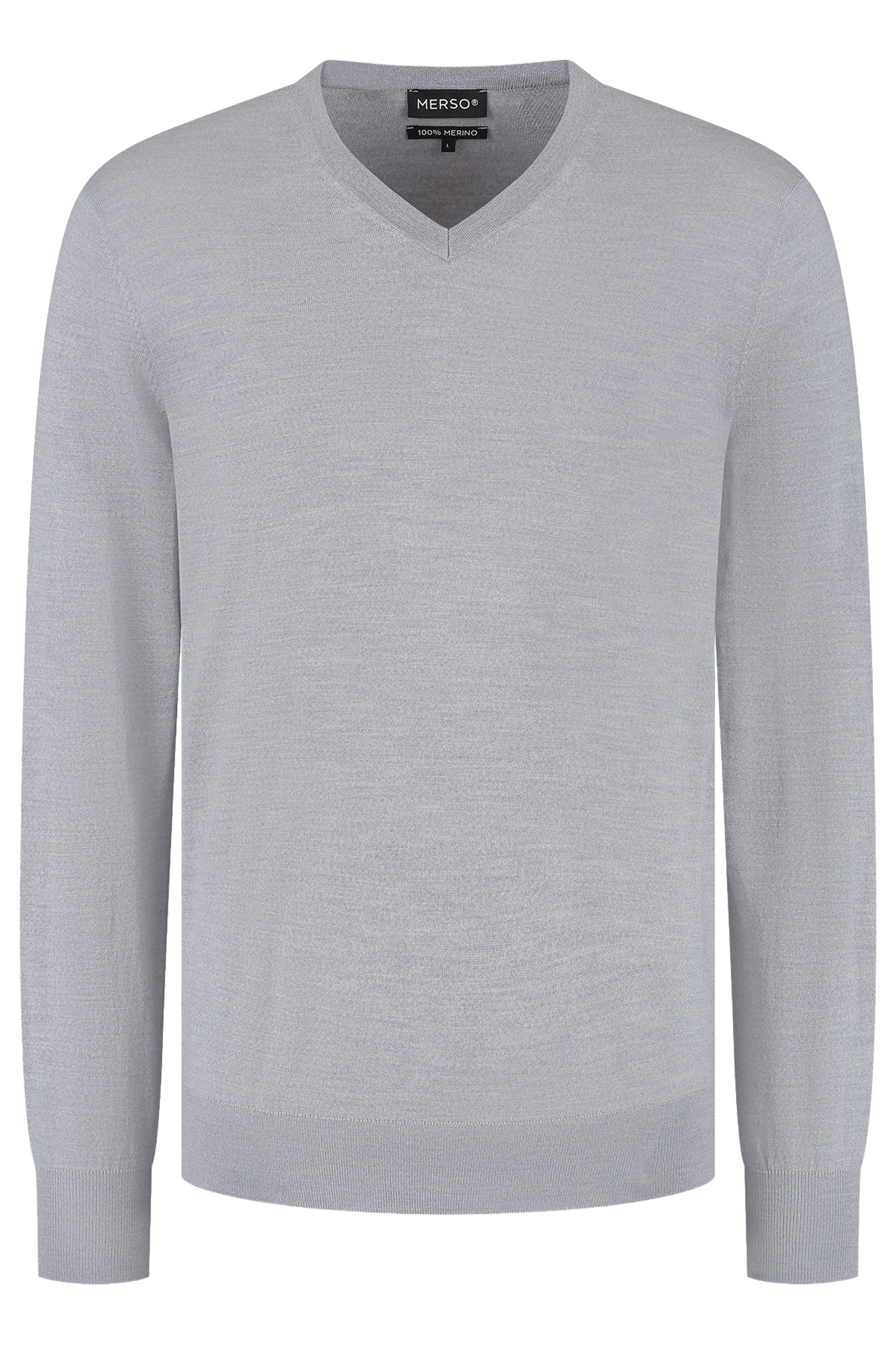 V NECK100% MERINO MOONSTONE GREY 3