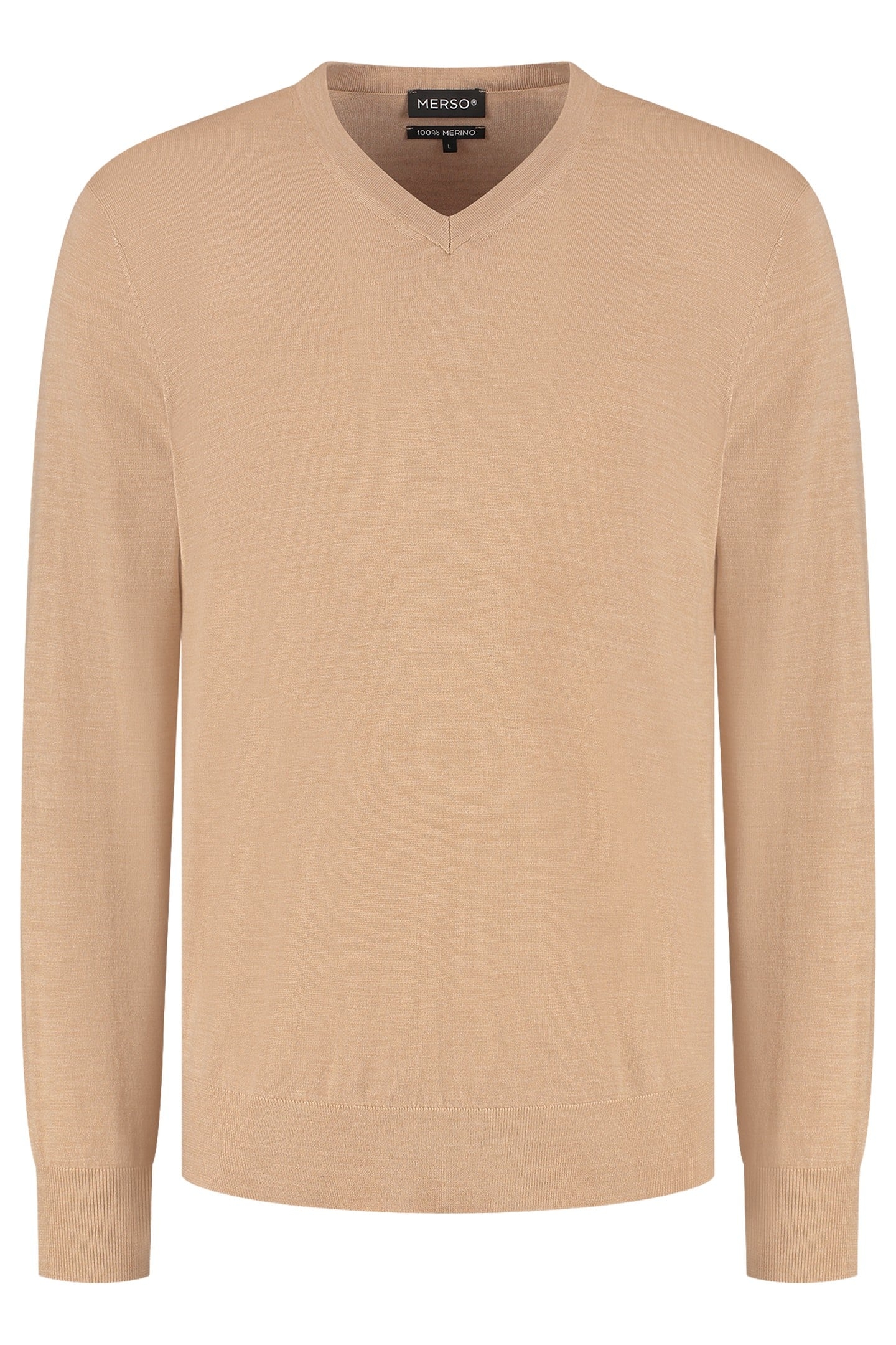 V NECK100% MERINO SAHARA SAND 3
