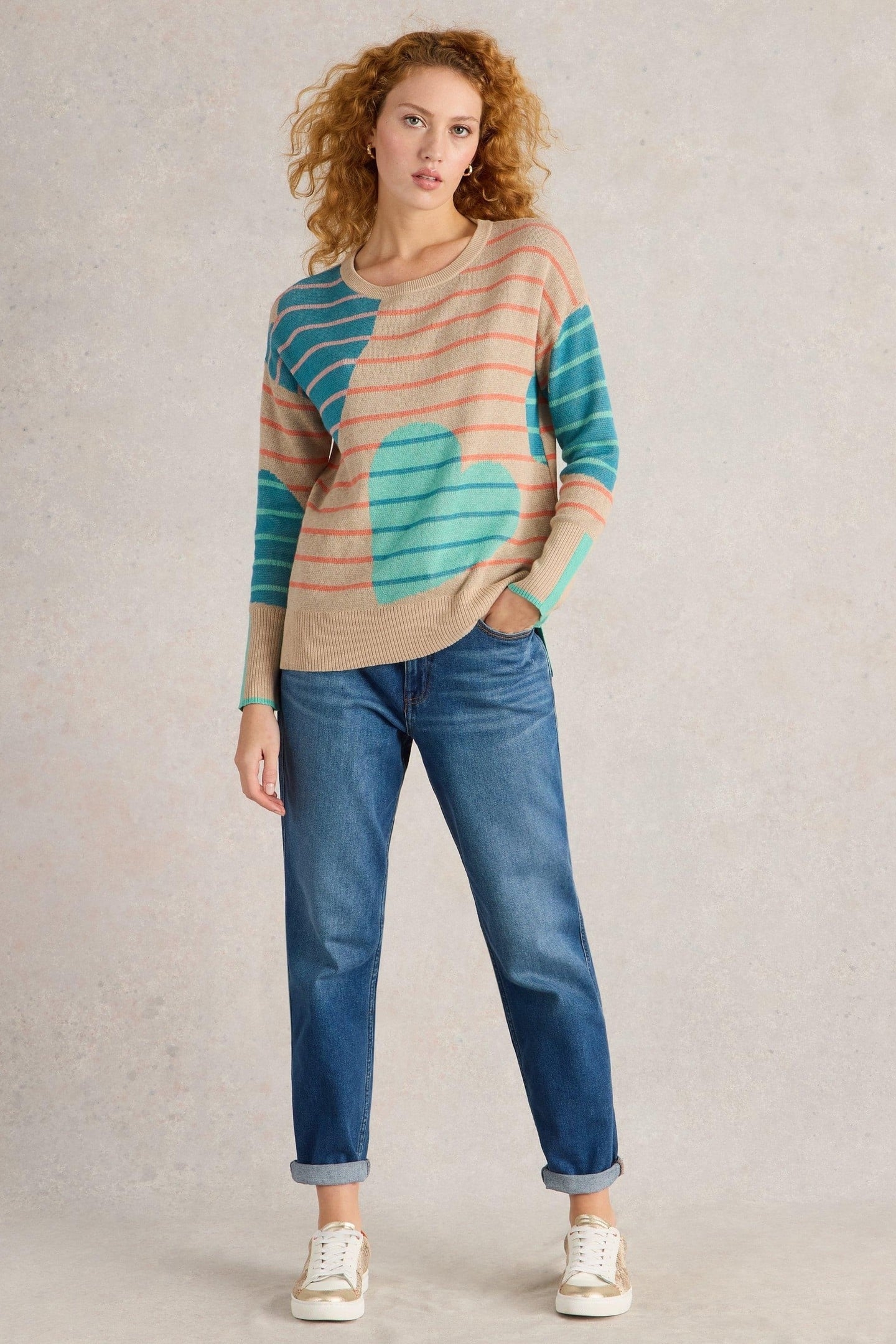 OLIVE HEART JUMPER NATURAL MULTI 3