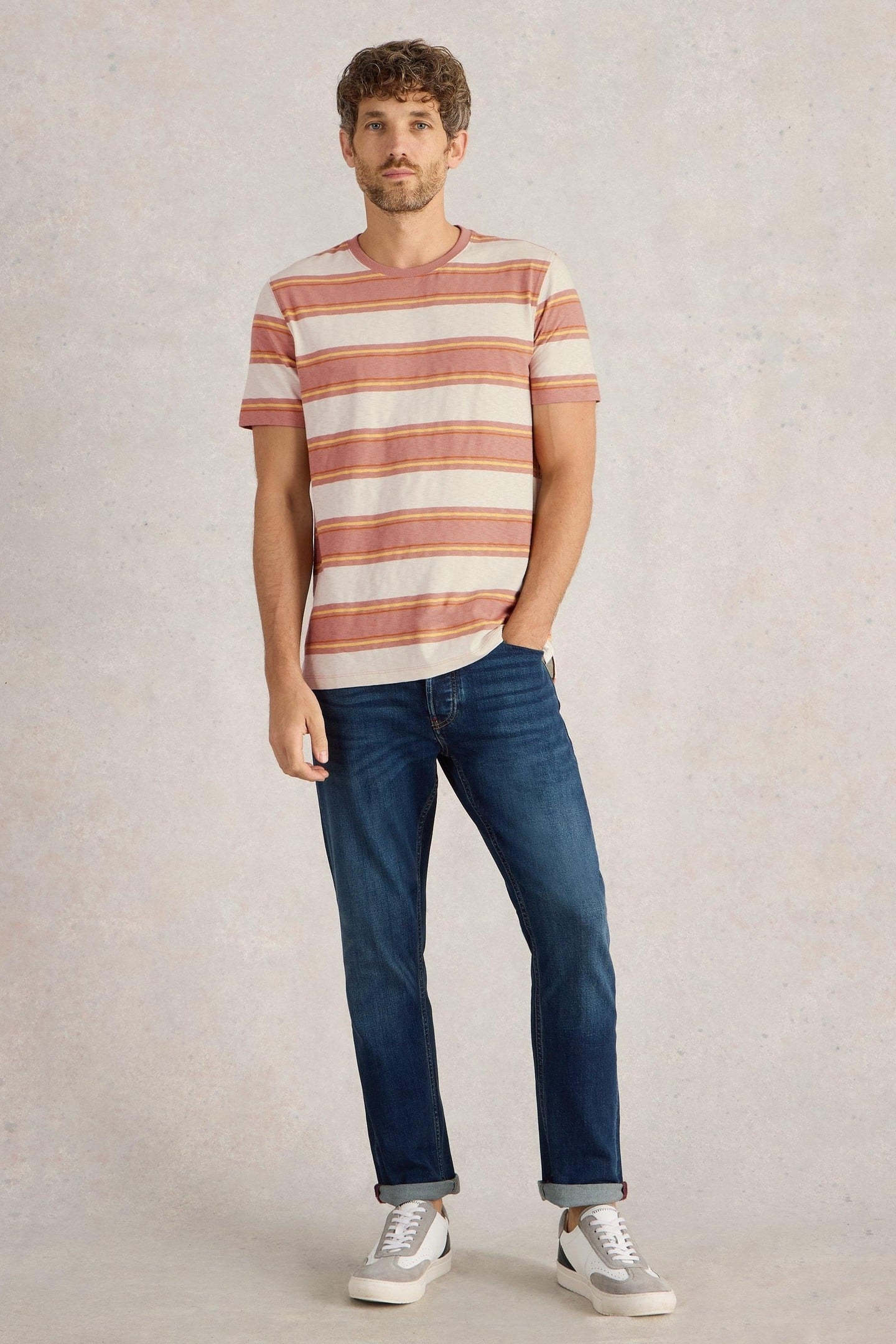 ABERSOCH STRIPE SS TEE WHITE MULTI 2