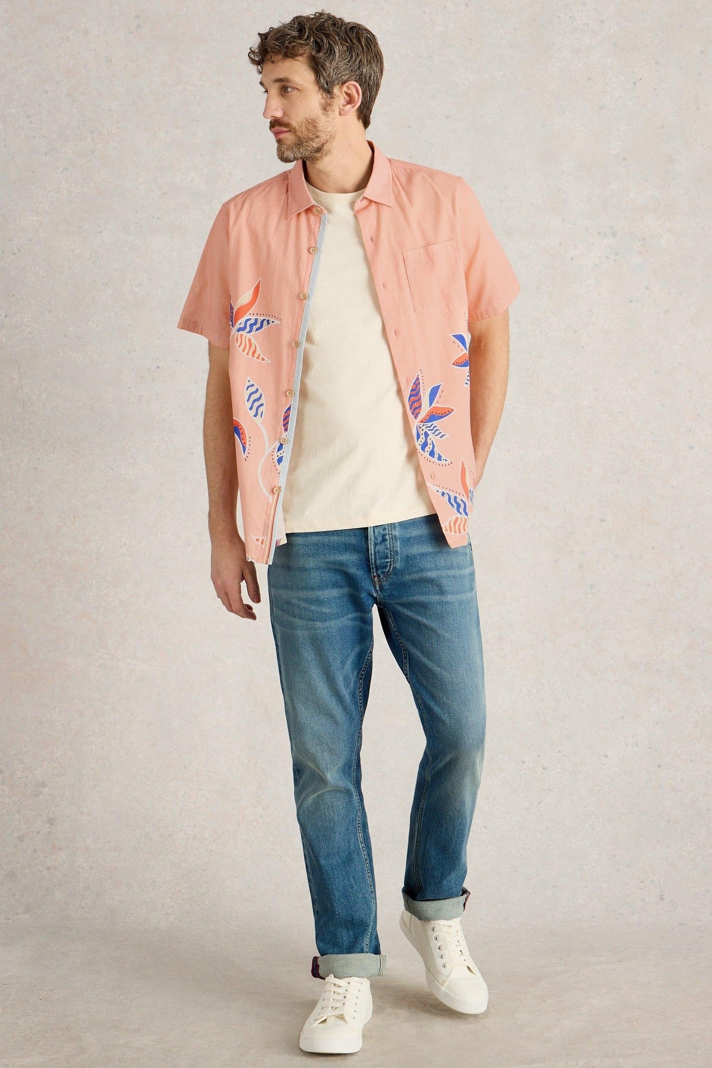 FINSBURY LEAVES PRINTED SHIRT PINK PRINT 2